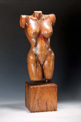 Image Unbekannter zeitgenössischer Künstler, weiblicher Torso, Nußbaum ...
