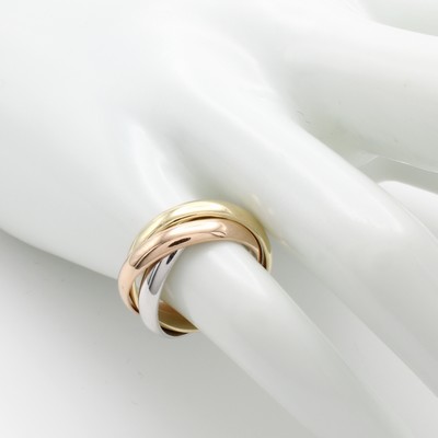 26912869a - 3 reihiger Ring, GG/WG/RG 585/000, Breite je Ring ca. 3 mm, RW ca. 50