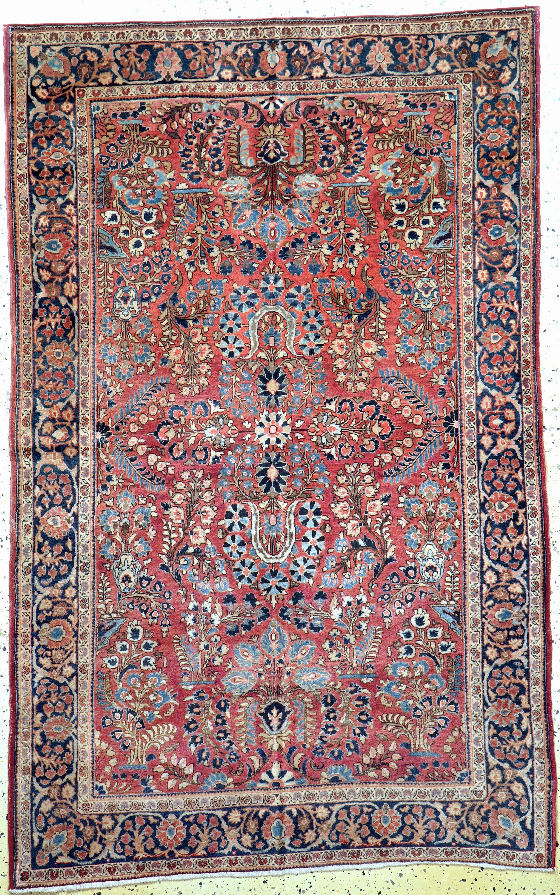 Us Re-Import Sarogh, Persien, Anfang 20.Jhd, Wolle auf Baumwolle, ca. 204 x 132 cm,EHZ: 2, (kleiner Mottenfrass).