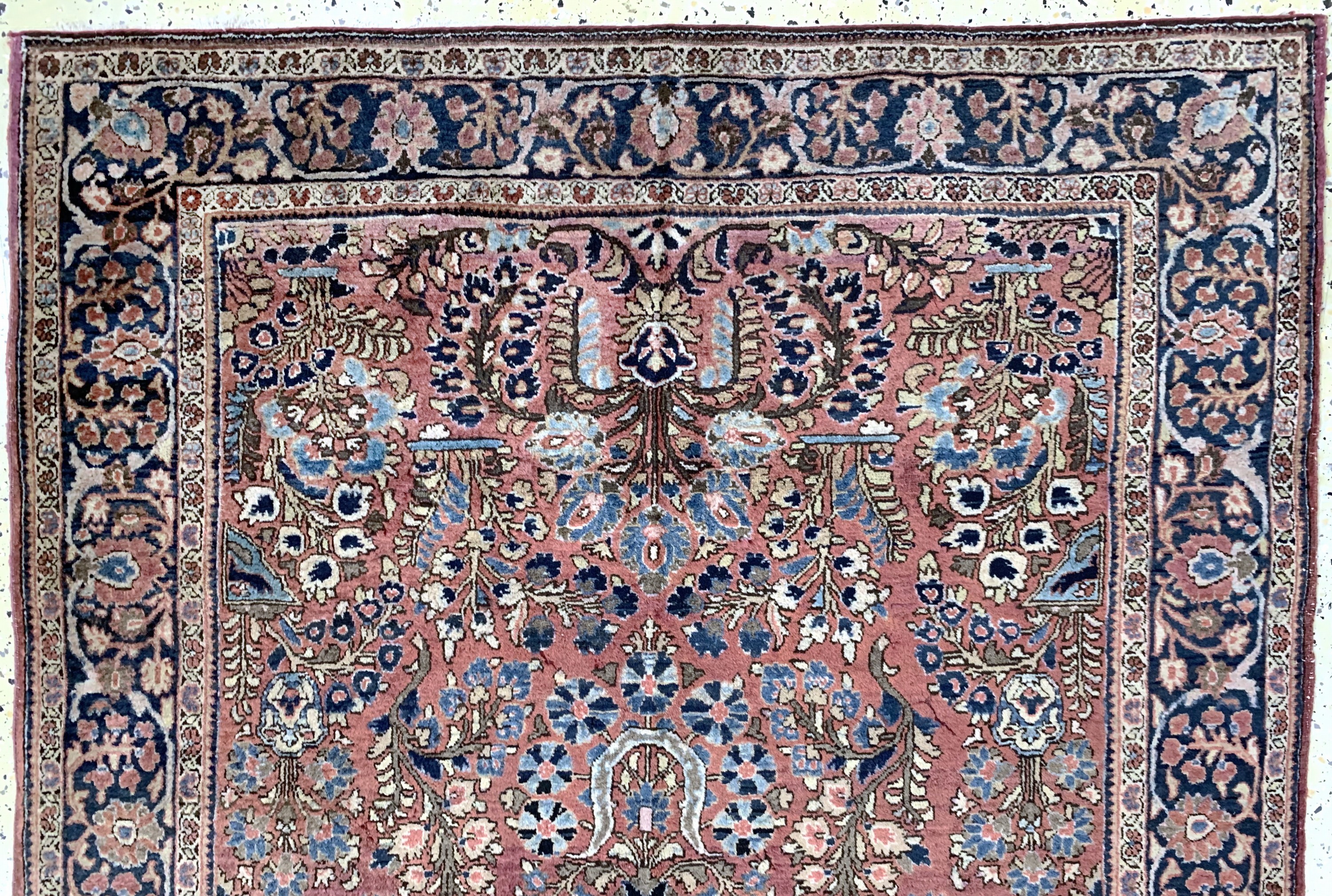 Detail a: Us Re-Import Sarogh, Persien, Anfang 20.Jhd, Wolle auf Baumwolle, ca. 204 x 132 cm,EHZ: 2, (kleiner Mottenfrass).
