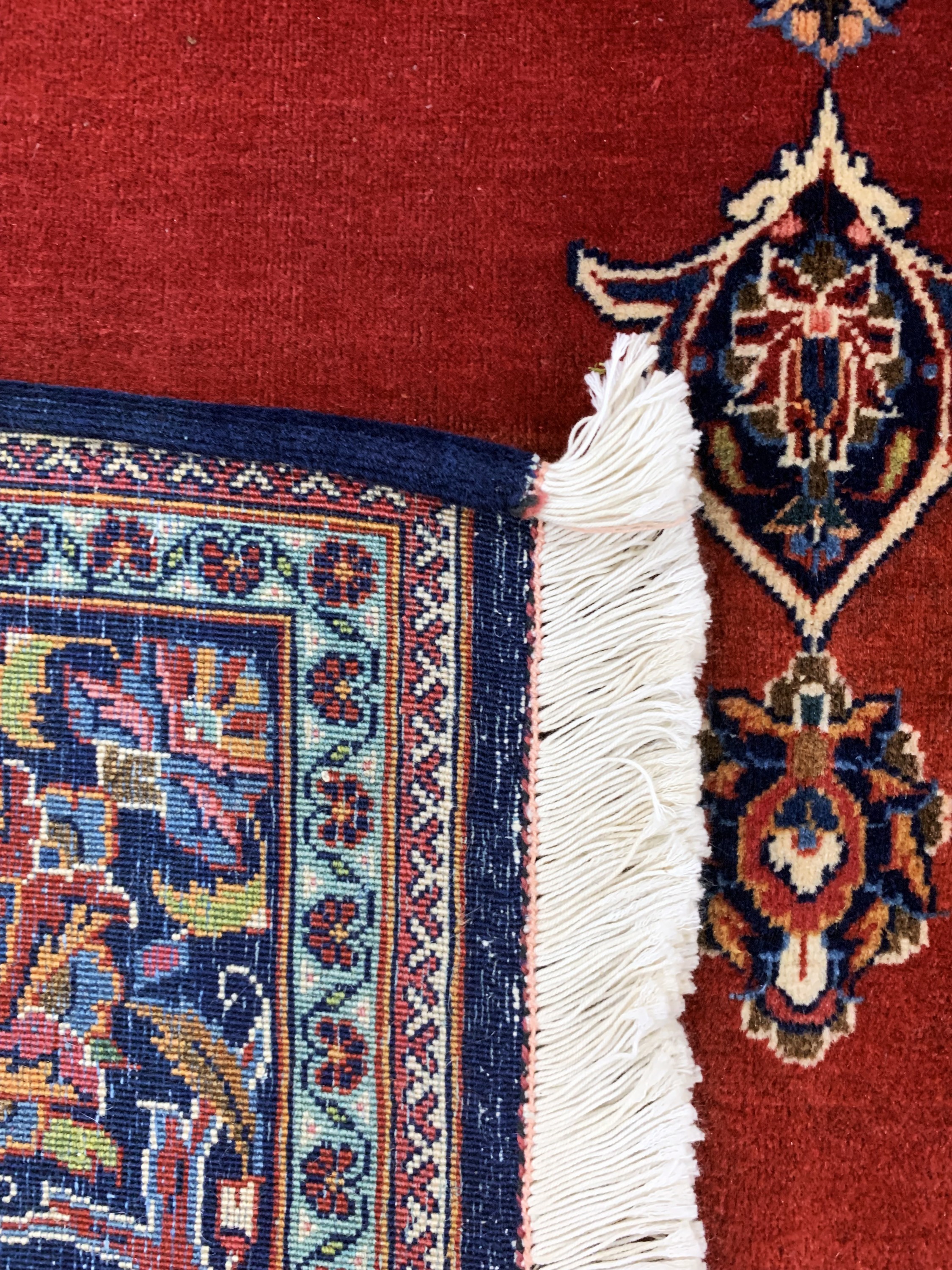 Detail e: Keschan Kork alt, Persien, Mitte 20.Jhd, Korkwolle auf Baumwolle, ca. 218 x 135 cm, EHZ: 3(Abrasch)