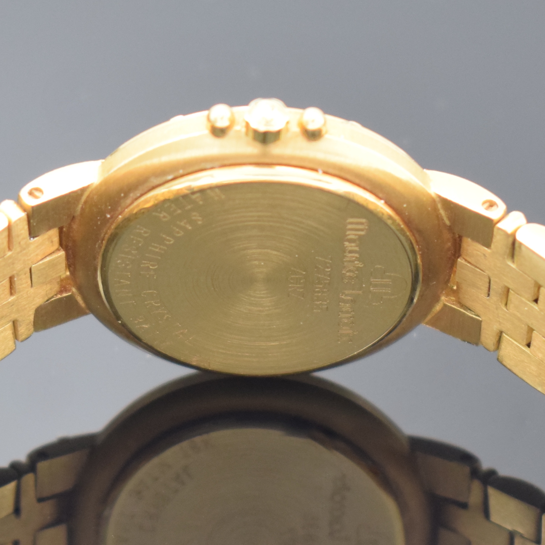 Detail d: MAURICE LACROIX Damenarmbanduhr Calypso in GG 750/000 mit Brillanten, quarz, Schweiz um 2000, Boden aufgedr., Gliederband m. dopp. Faltschl., ...