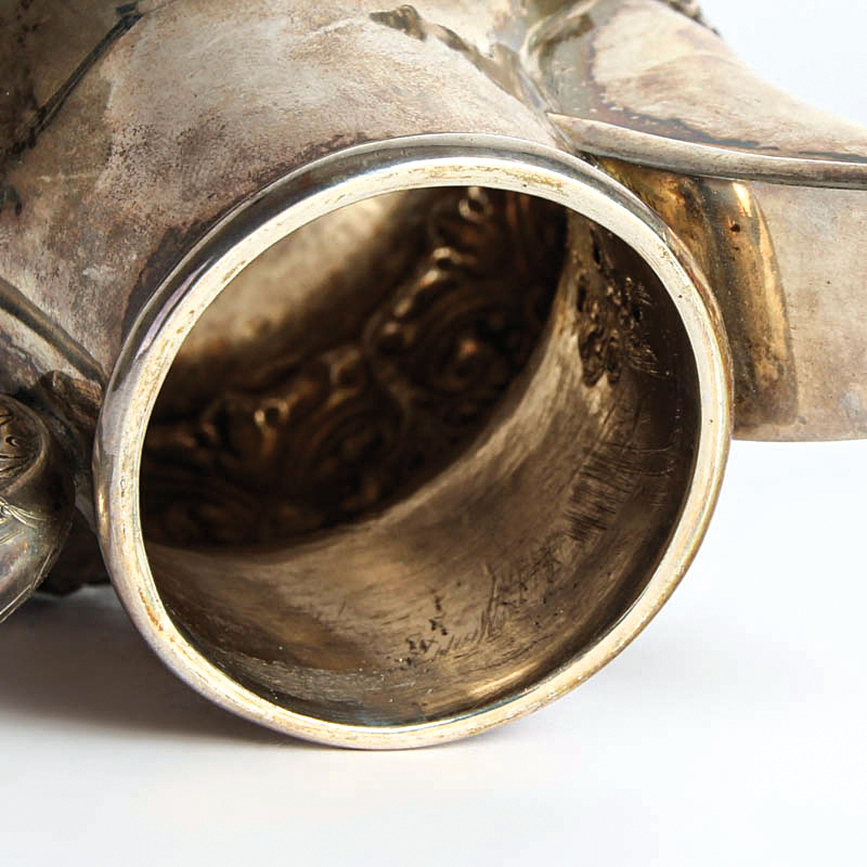 Detail f: Mokkakännchen des Historismus, deutsch, Ende 19.Jh., 800er-Silber, ca.438g, H. 15 cm