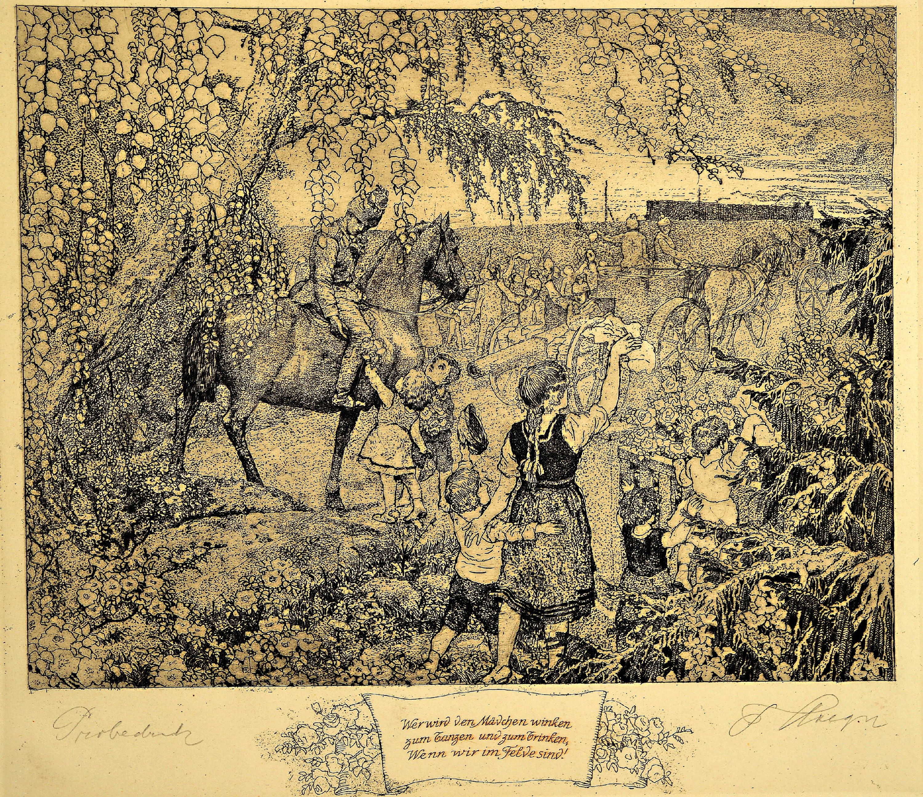 Detail a: Ferdinand Staeger, 1880 Trebitsch-1974 Waldkraiburg, 5 Radierungen zu symbolistischen Buchillustrationen, 1920er -Jahre, "Ich wollt meine Lieb ...