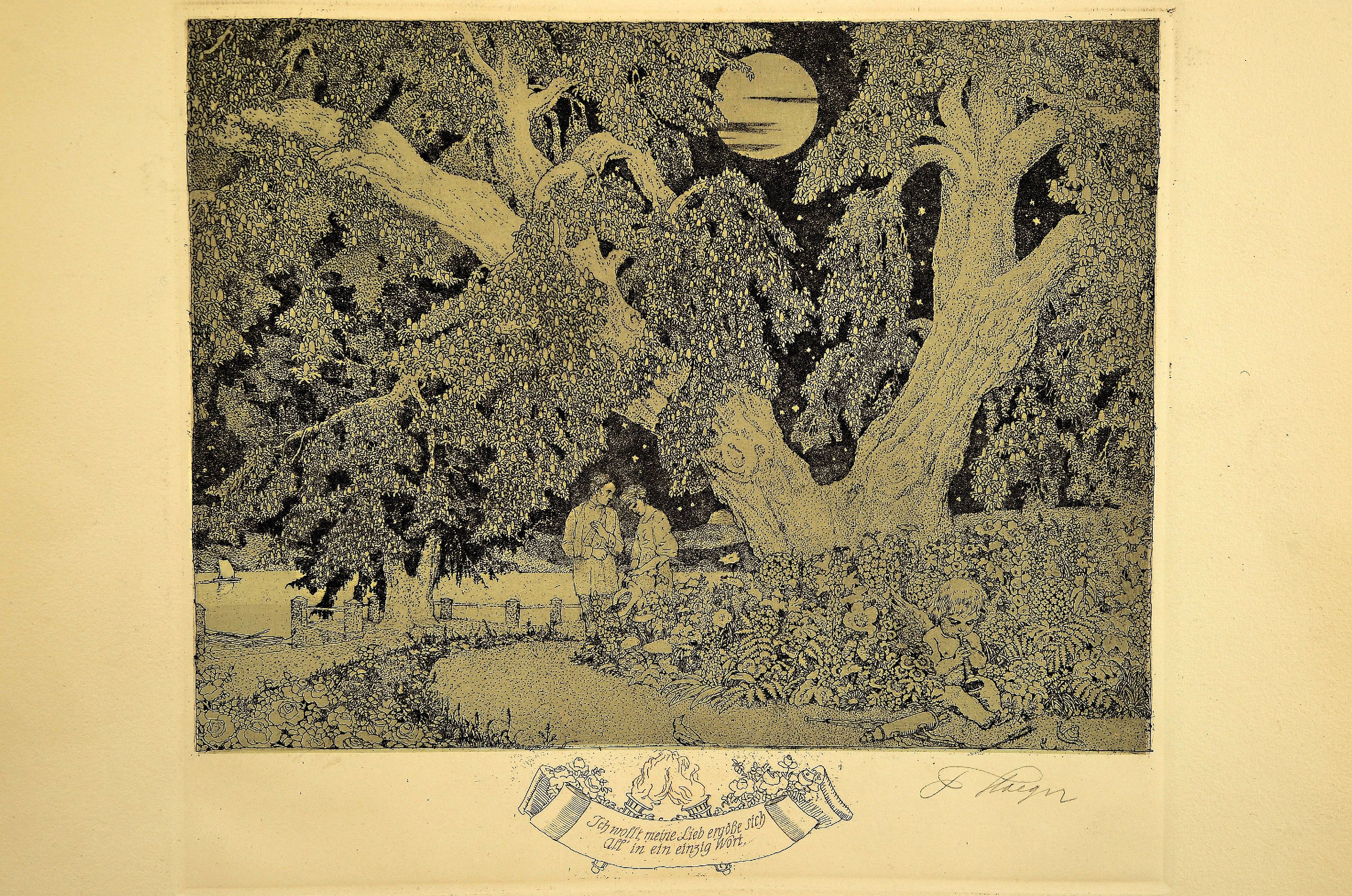 Detail k: Ferdinand Staeger, 1880 Trebitsch-1974 Waldkraiburg, 5 Radierungen zu symbolistischen Buchillustrationen, 1920er -Jahre, "Ich wollt meine Lieb ...