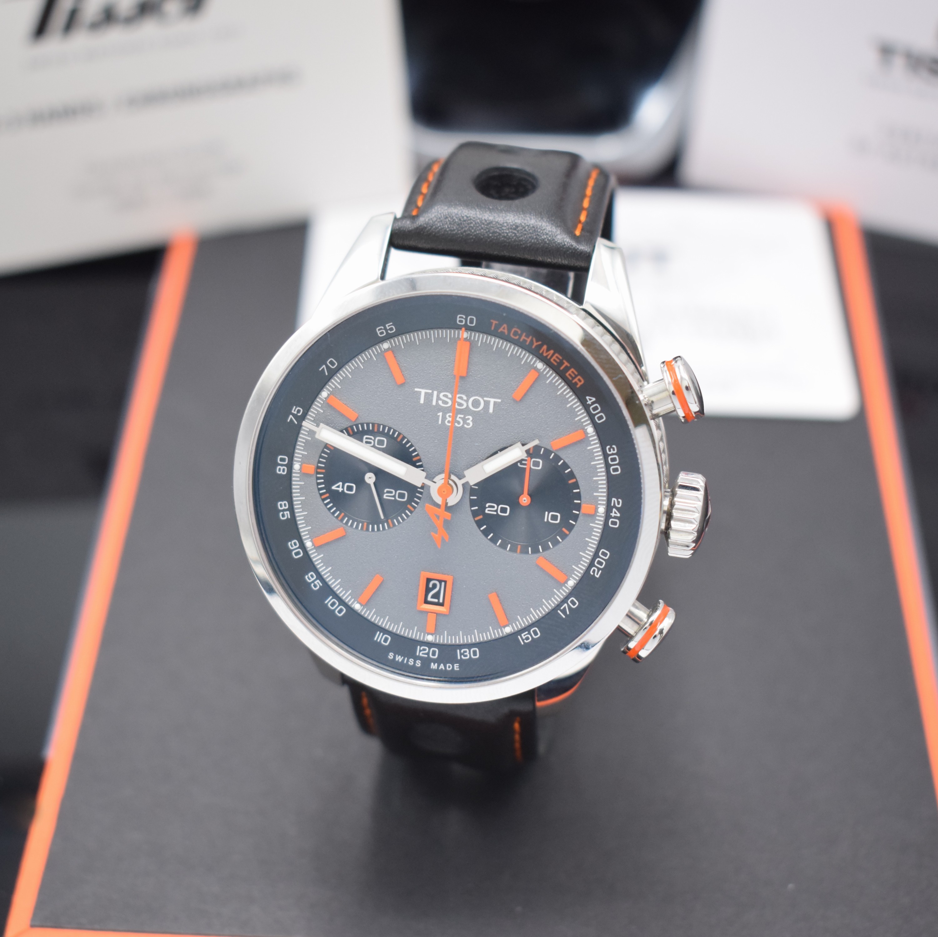 TISSOT seltener, auf 516 Stück limiterter Armbandchronograph Alpine Referenz T123.427.16.081.00, Automatik, Edelstahlgeh. inkl. orig. Lederband m. ...