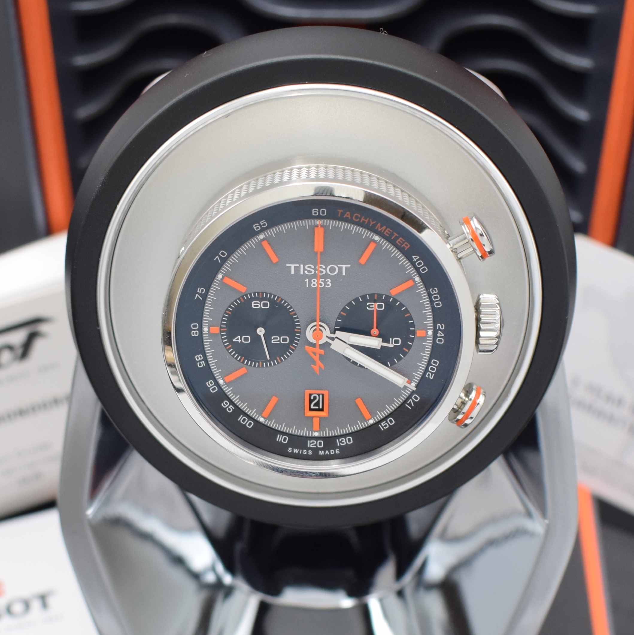 Detail f: TISSOT seltener, auf 516 Stück limiterter Armbandchronograph Alpine Referenz T123.427.16.081.00, Automatik, Edelstahlgeh. inkl. orig. Lederband m. ...