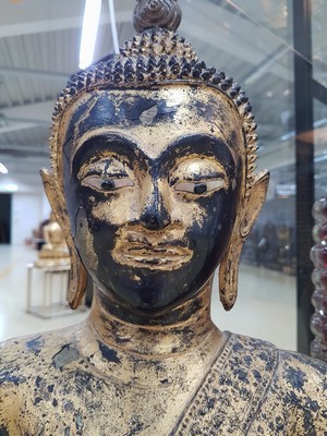 26914298d - Sehr großer Shakyamuni-Buddha, Thailand, 18./19. Jh., Bronze, vergoldet, Geste der ...