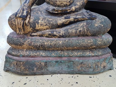 26914298f - Sehr großer Shakyamuni-Buddha, Thailand, 18./19. Jh., Bronze, vergoldet, Geste der ...