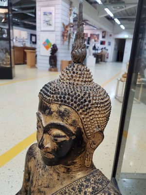 26914298h - Sehr großer Shakyamuni-Buddha, Thailand, 18./19. Jh., Bronze, vergoldet, Geste der ...