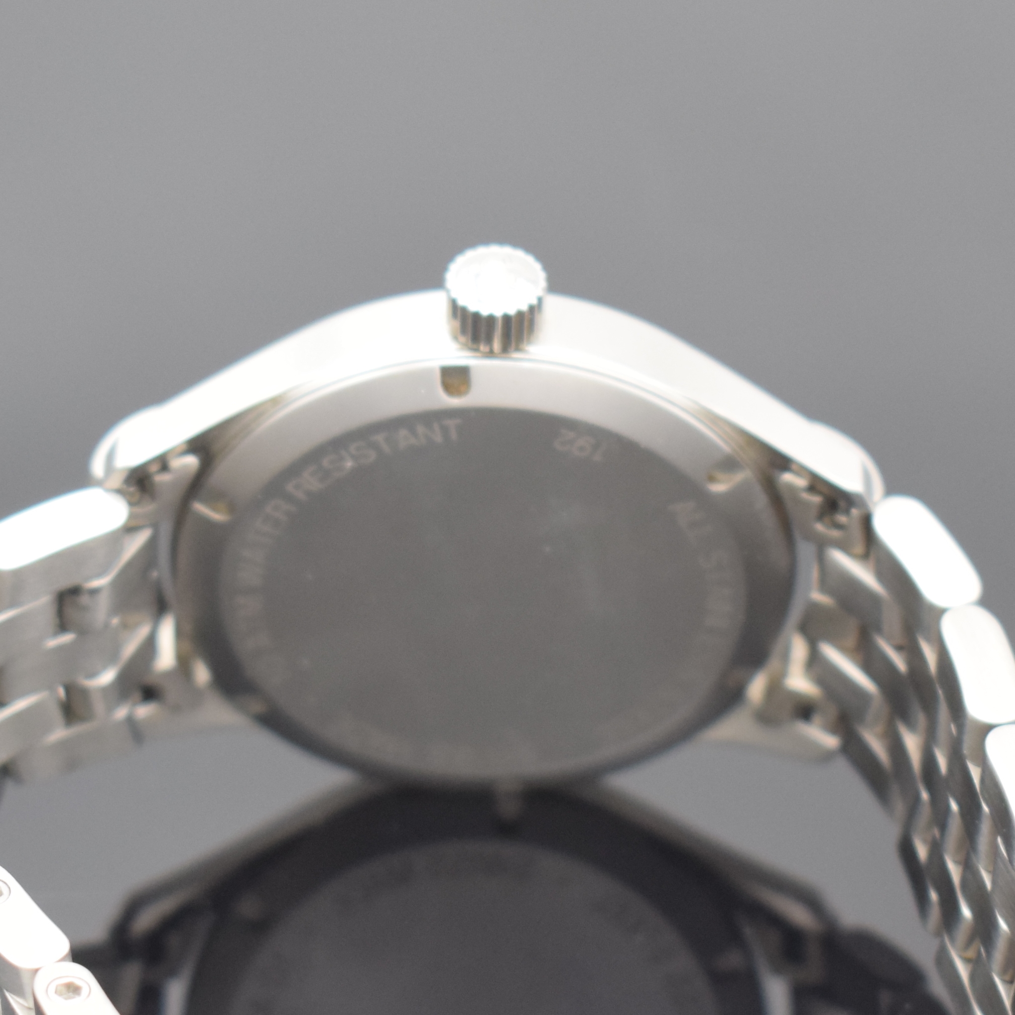 Detail d: CHRONOSPORT Herrenarmbanduhr in Edelstahl, Schweiz um 2005, Handaufzug, Boden u. Krone verschr., Sinn Stahlband m. dopp. Faltschl., silb. Zifferbl. ...