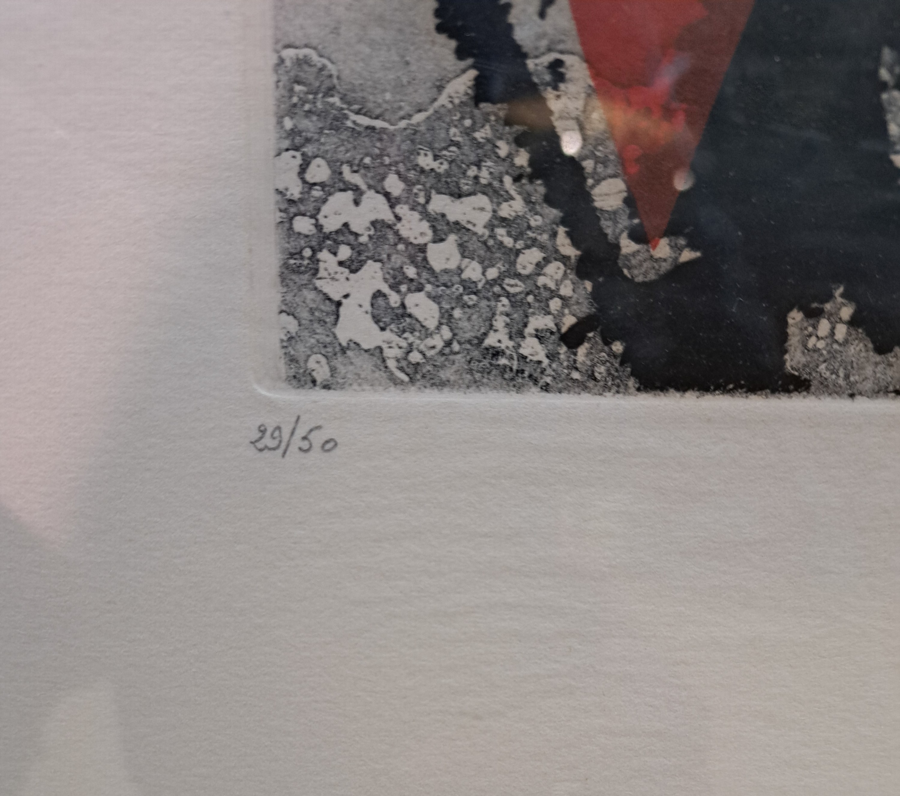 Detail c: Joan Miro, 1893-1983, Farbradierung, handsigniert und num. 29/50, ca. 43.5x37cm, u.Gl., R. ca. 84x67cm