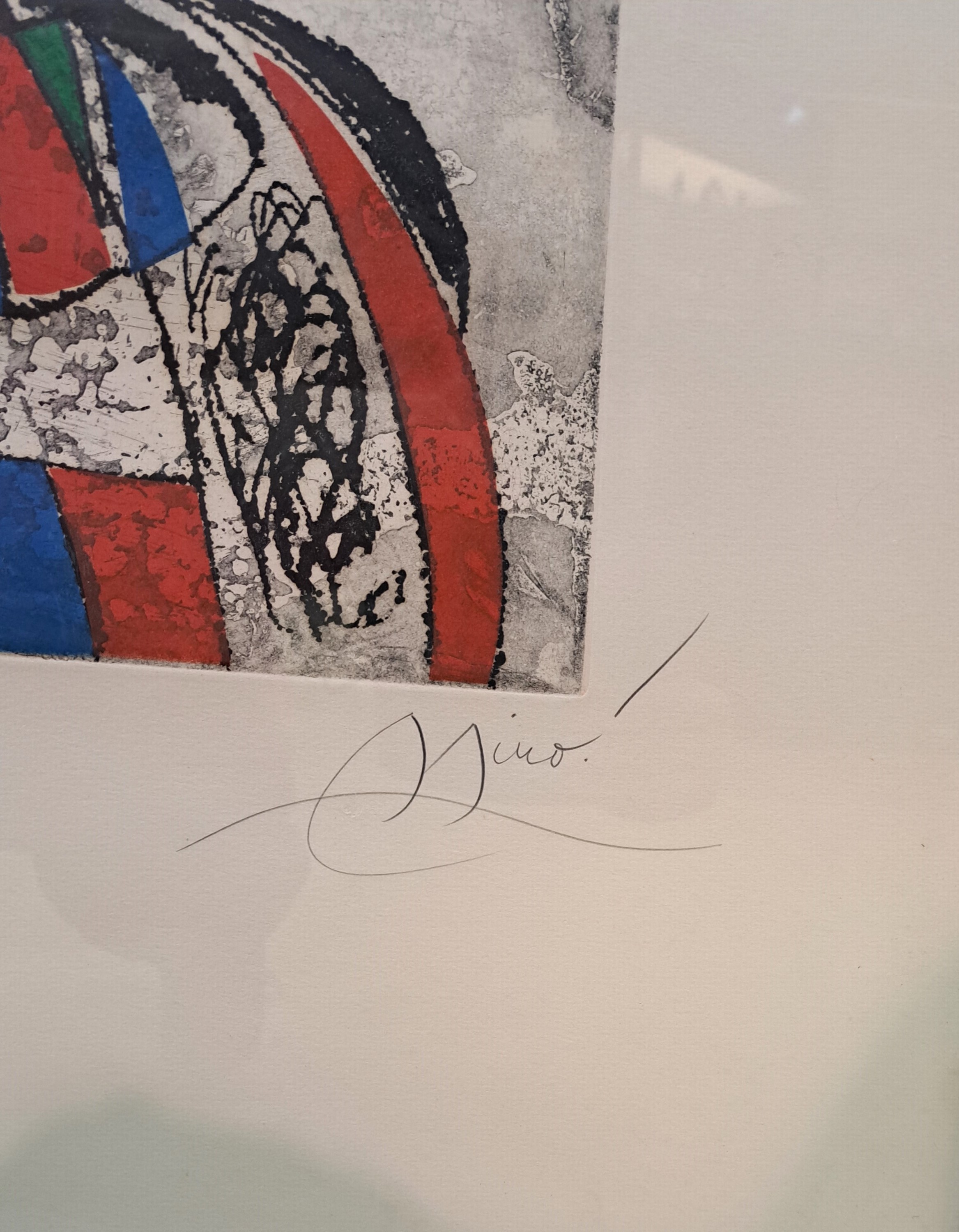 Detail d: Joan Miro, 1893-1983, Farbradierung, handsigniert und num. 29/50, ca. 43.5x37cm, u.Gl., R. ca. 84x67cm