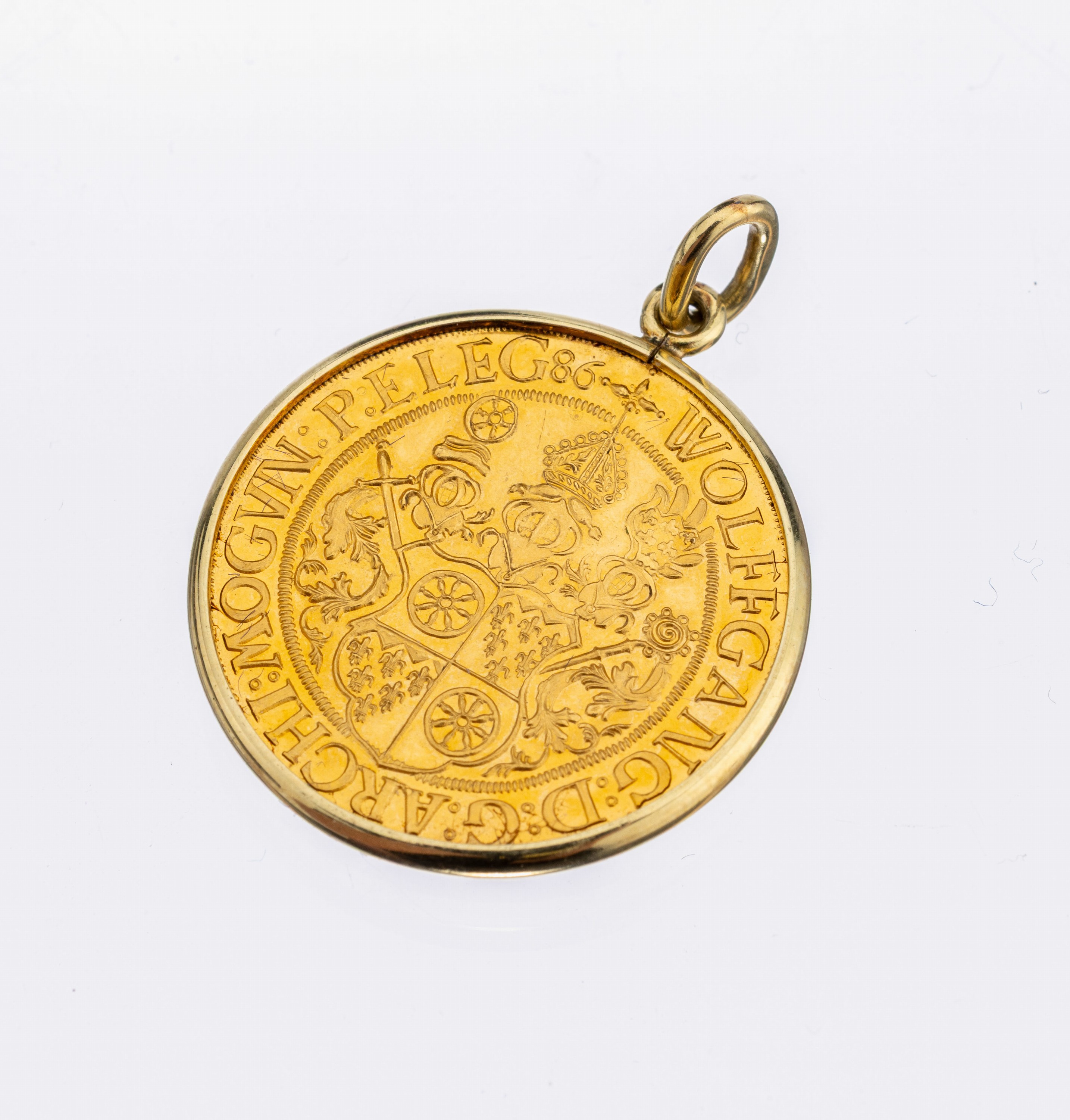 Goldmünze Nachprägung Taler (15)68, Wolfgang DG Archi Mogun P Eleg, verso: Mon Nova Rhen Elect et Prin, Consoc, in Fassung GG 585/000, total ca. ...