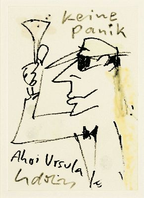 Image Udo Lindenberg, geb. 1946, Filzstiftzeichnung aquarelliert bzw. likörelliert, bez.: ...