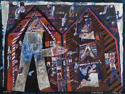 Image 26915199 - Bernd Kastenholz, geb. 1949 Speyer, Das Nachbarhaus, Gouache auf Papier, signiert, dat. ...