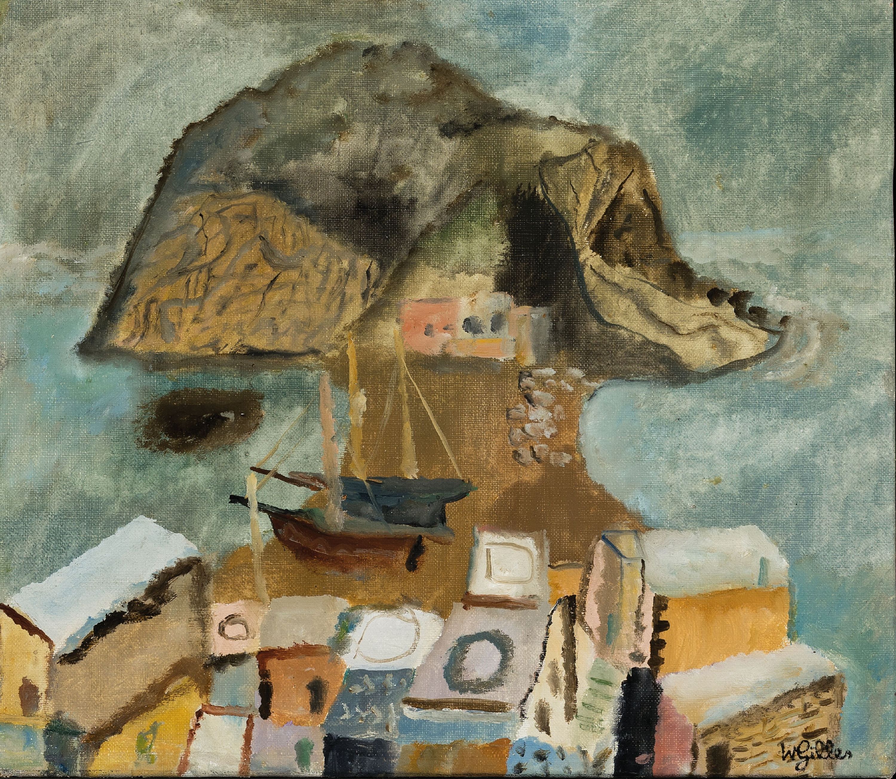 Werner Gilles, 1894-1961, Auf Ischia, Öl/Lwd, rechts unten signiert, ca. 36x42cm, R. mit Schattenfuge ca. 62x68cm