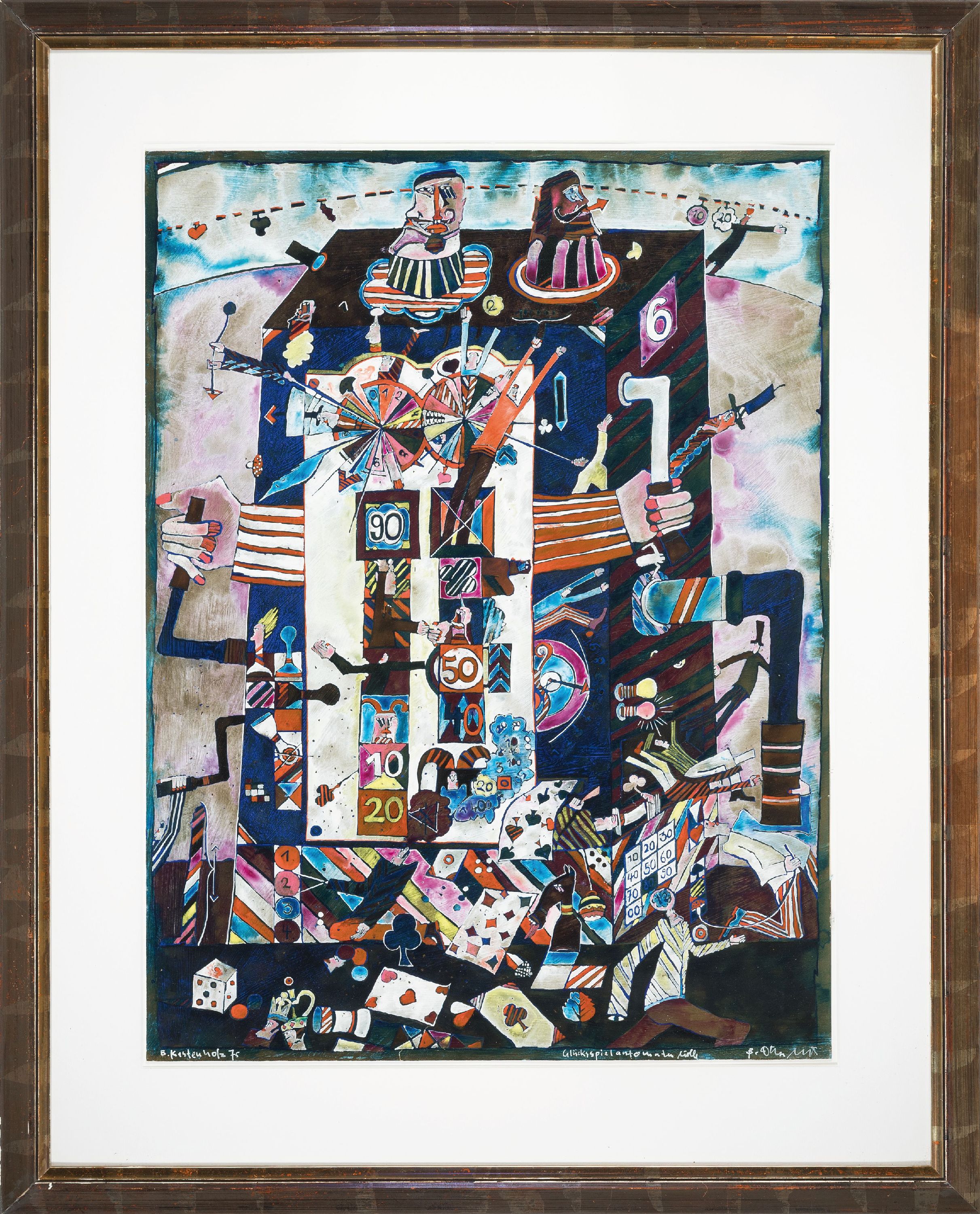 Detail k: Bernd Kastenholz, geb. 1949 Speyer, Glückspielautomatenmüll, Gouache/Malkarton, signiert und dat. 75, betitelt, ca. 74x56cm, PP, u.Gl., R. ca. ...