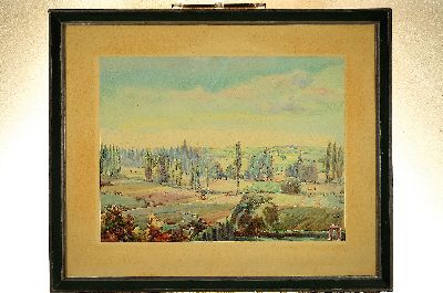 26915208k - Adolf Kessler, 1890 Godramstein-1974, Aquarell, Queichtal bei Landau, Figurenstaffage: ...