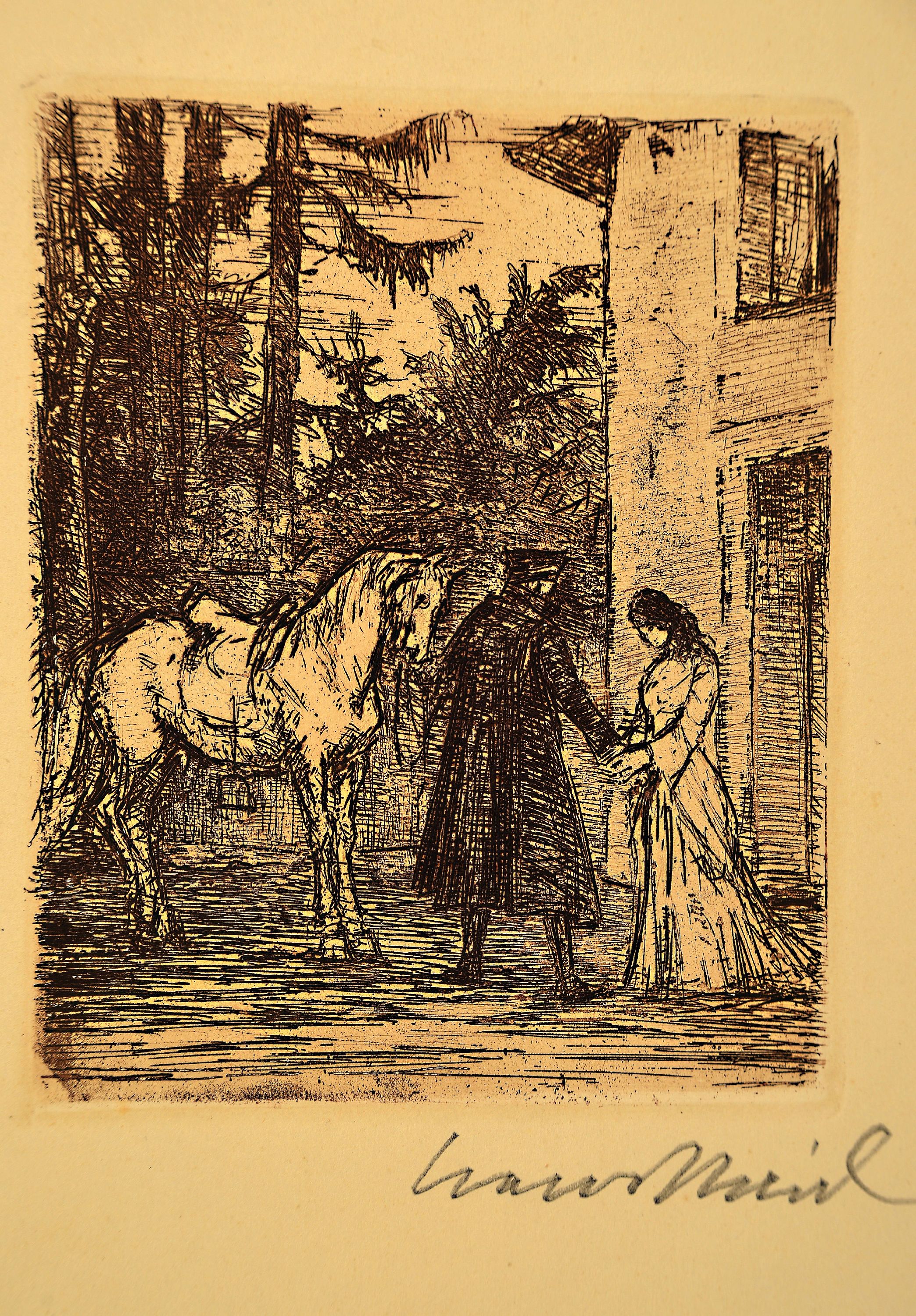 Hans Meid, 1883 Pforzheim-1957 Ludwigsburg, 6 Radierungen, je handsigniert, "Abschied Willkommen", "Todwunde", "Erster ...