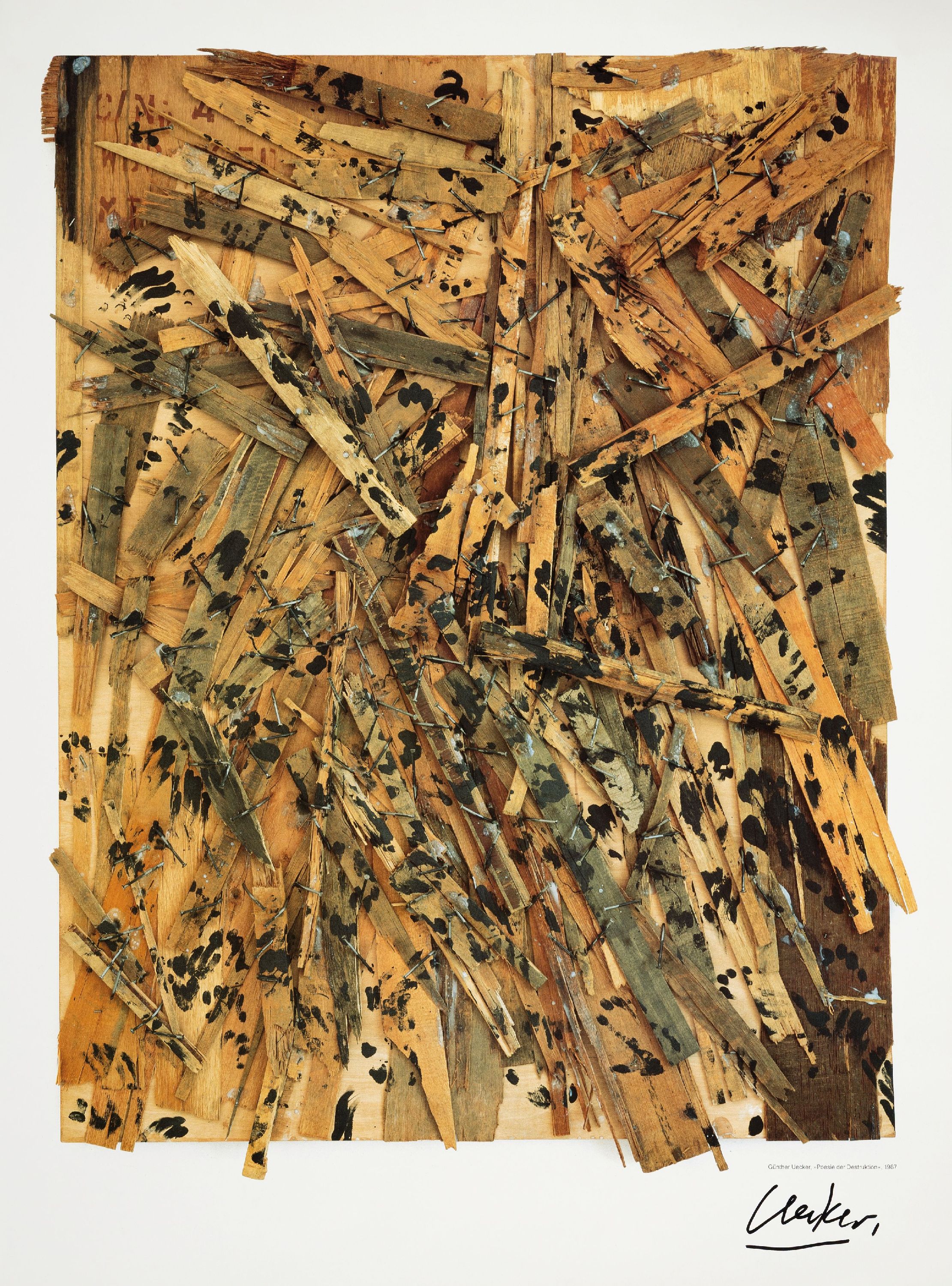 Günther Uecker, geb. 1930, Ausstellungsplakat mit Gefälligkeitsignatur inschwarz, Plakat zu Ausstellung "Die achtziger Jahre" im ...