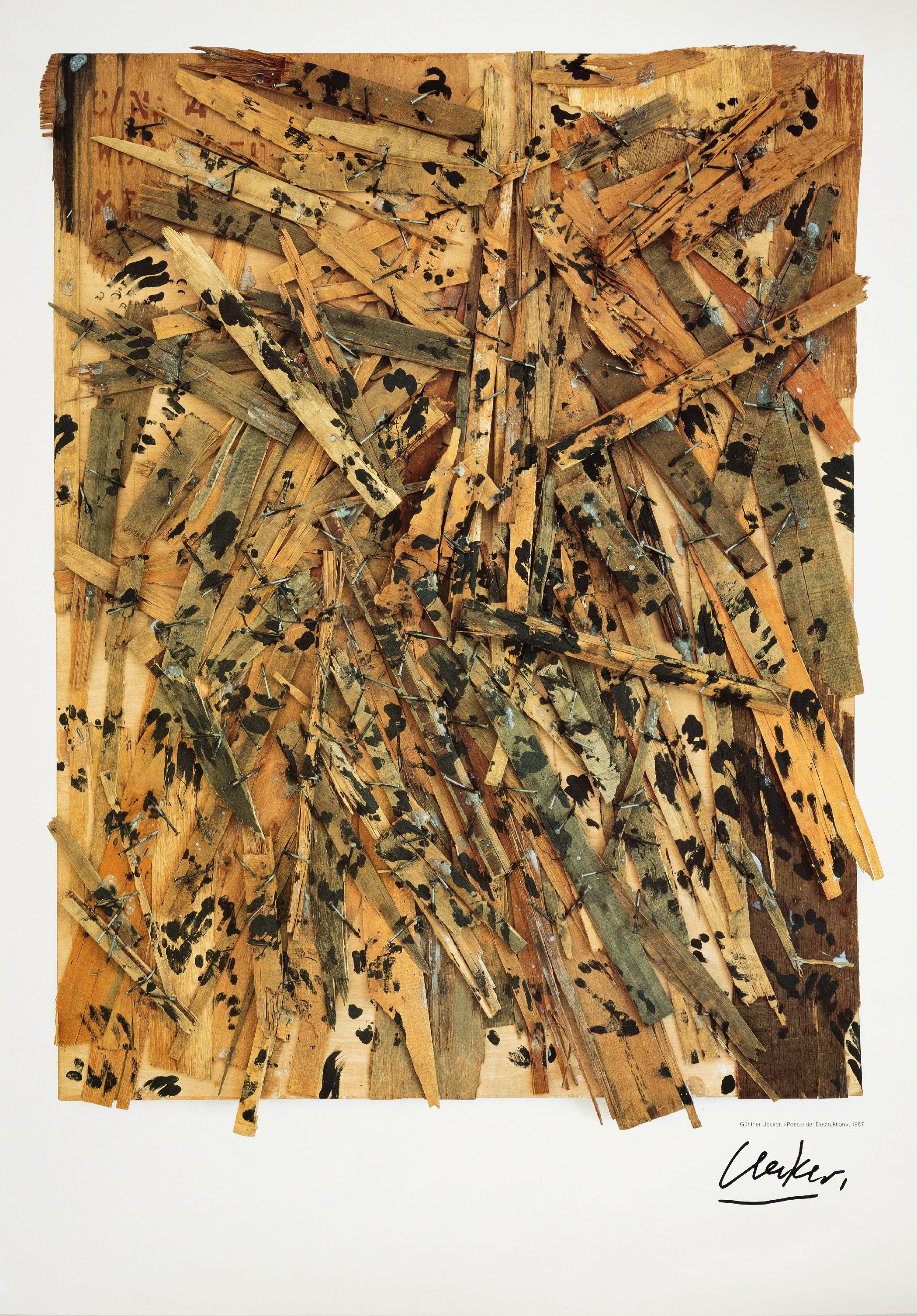 Detail k: Günther Uecker, geb. 1930, Ausstellungsplakat mit Gefälligkeitsignatur inschwarz, Plakat zu Ausstellung "Die achtziger Jahre" im ...