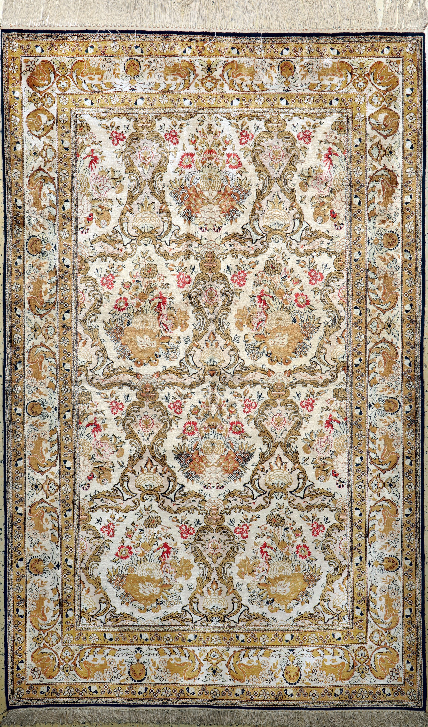 Ghom Seide wohl"Shaker", Persien, Anfang 20.Jhd, reine Naturseide, ca. 225 x 142 cm, gereinigt, EHZ: 1-2
