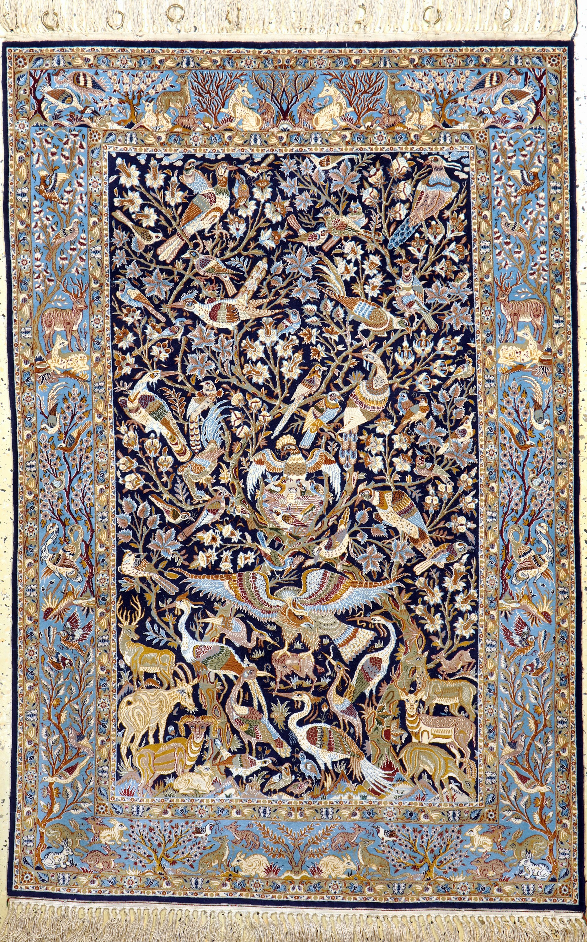 Esfahan fein, Persien, Ende 20.Jhd, Korkwolle mit und auf Seide, ca. 163 x 108 cm,ca. 1,0 Mio. Kn/qm, EHZ: (Nahezu neuwertig)