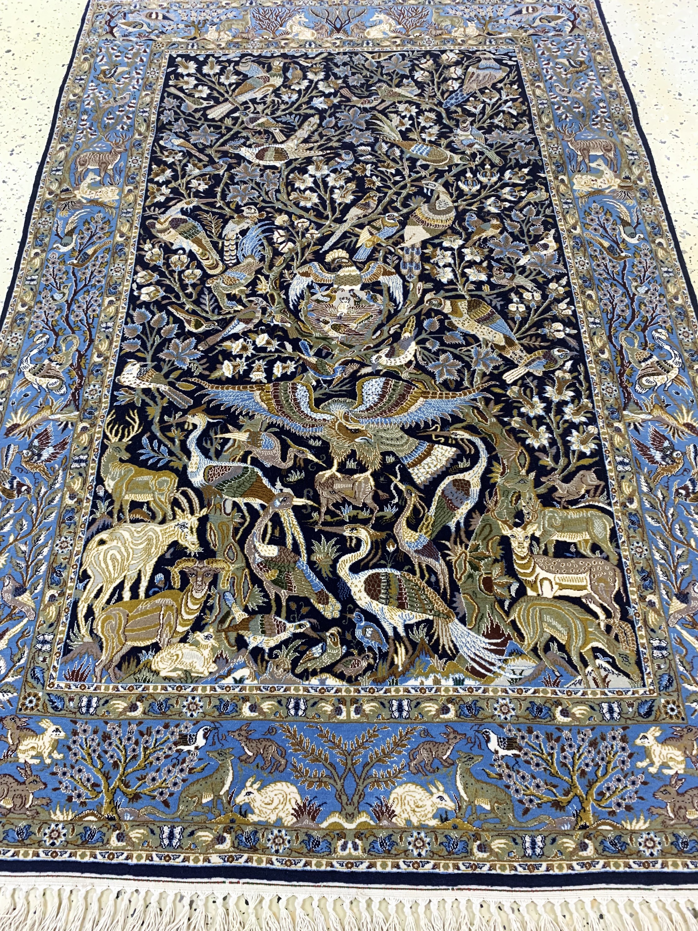 Detail d: Esfahan fein, Persien, Ende 20.Jhd, Korkwolle mit und auf Seide, ca. 163 x 108 cm,ca. 1,0 Mio. Kn/qm, EHZ: (Nahezu neuwertig)