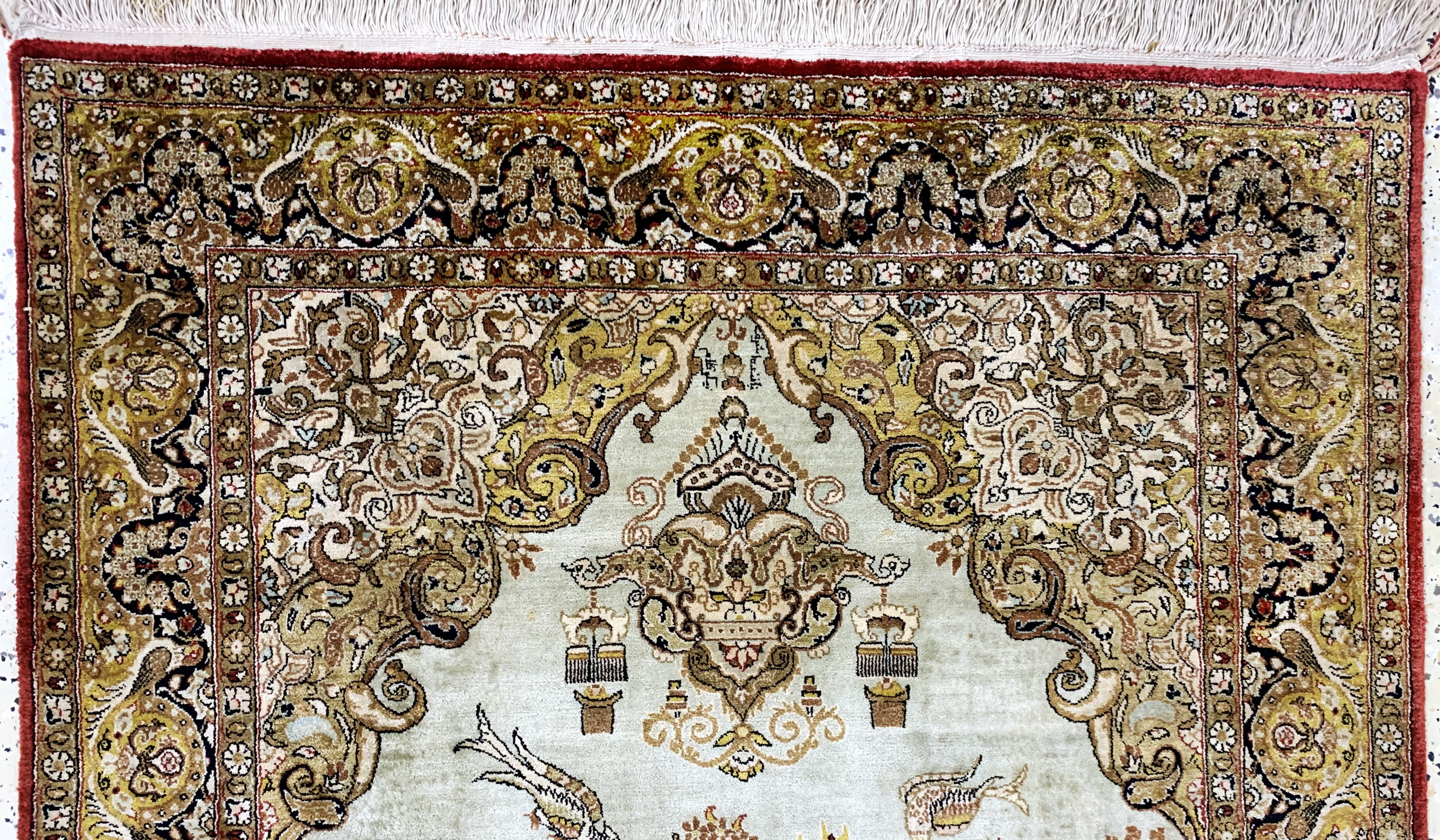Detail a: Ghom Seide alt, Persien, Mitte 20.Jhd, reine Naturseide, ca. 158 x 107 cm, gereinigt,EHZ: 1-2