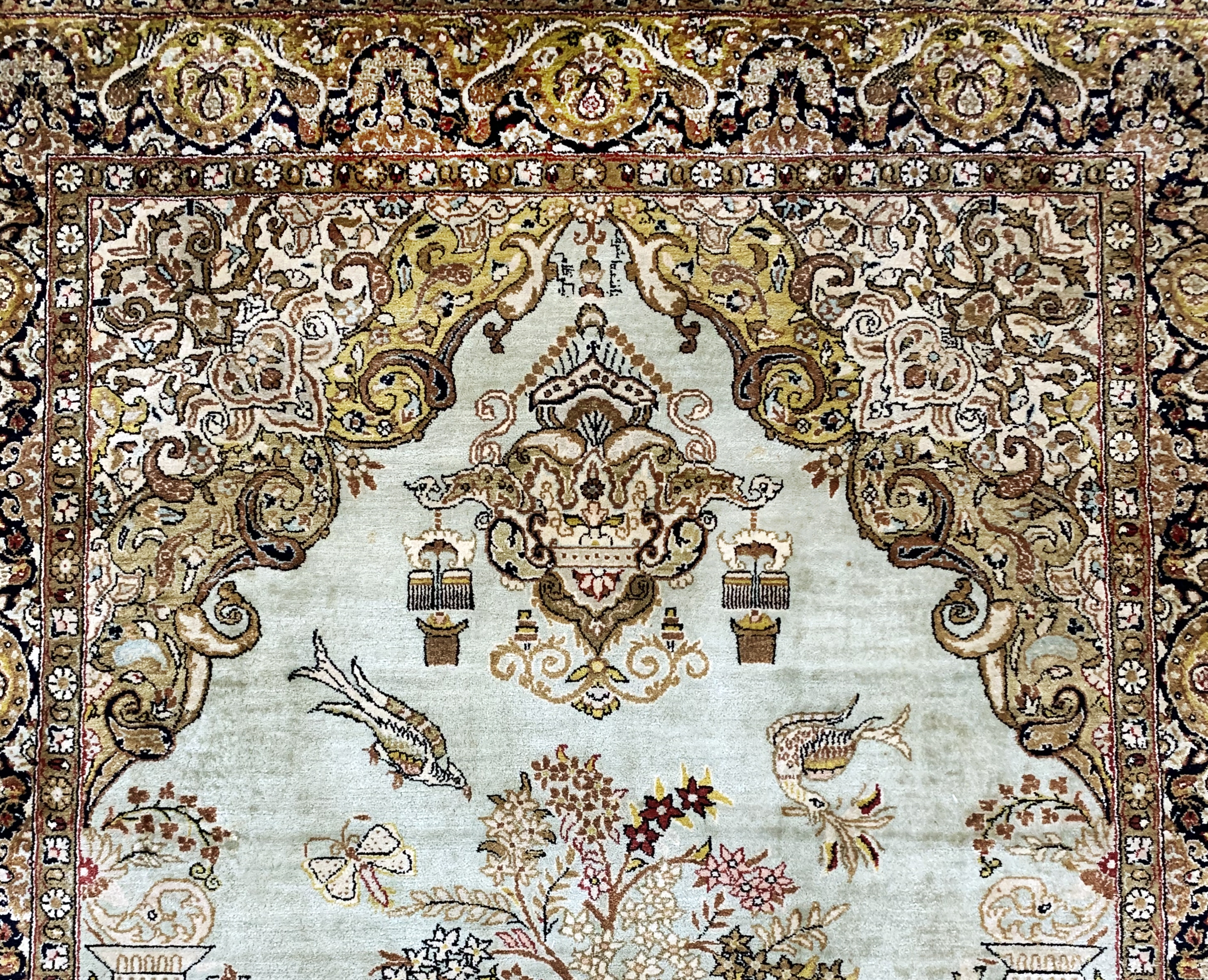 Detail c: Ghom Seide alt, Persien, Mitte 20.Jhd, reine Naturseide, ca. 158 x 107 cm, gereinigt,EHZ: 1-2