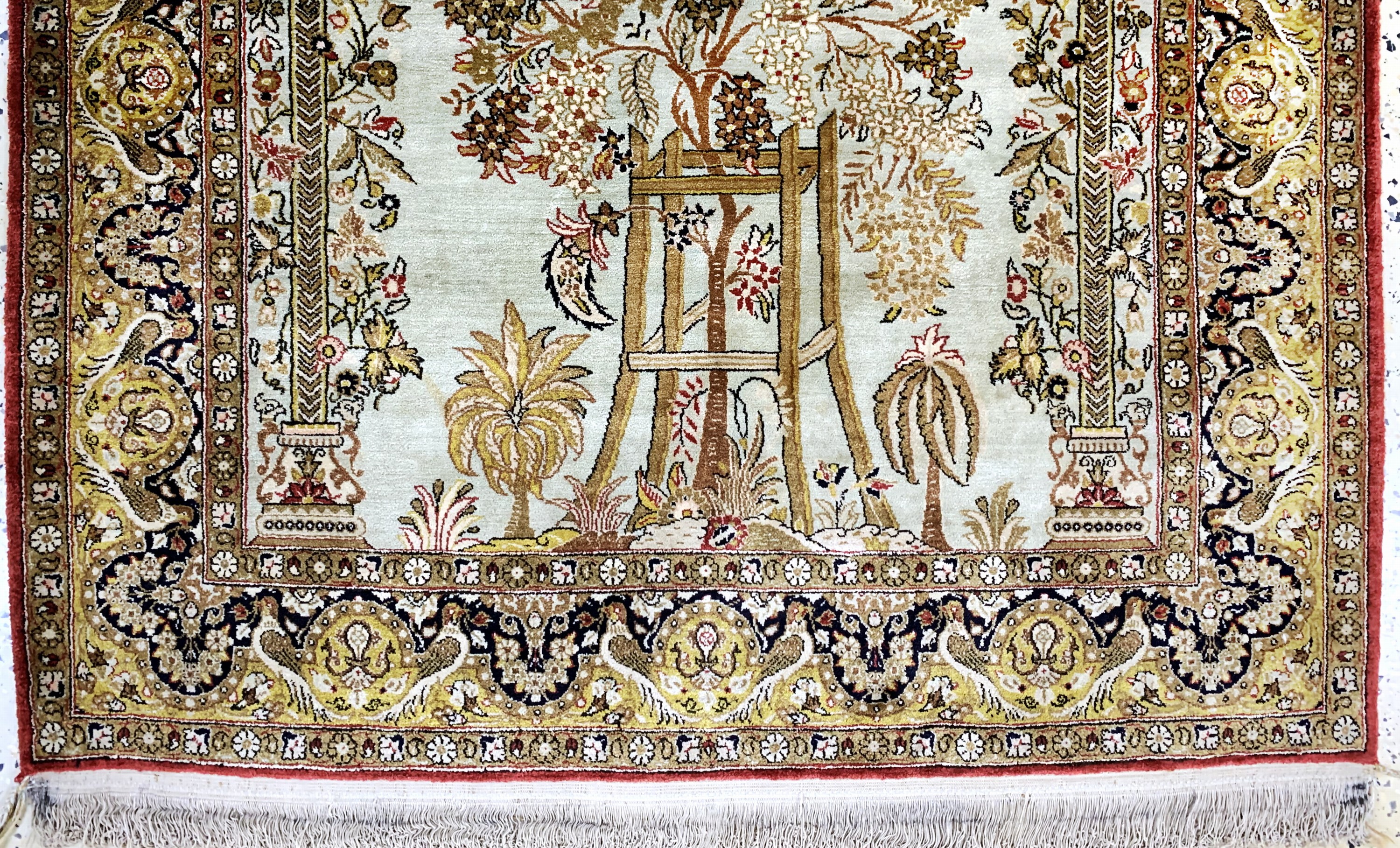 Detail d: Ghom Seide alt, Persien, Mitte 20.Jhd, reine Naturseide, ca. 158 x 107 cm, gereinigt,EHZ: 1-2