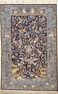 Image Esfahan fein, Persien, Ende 20.Jhd, Korkwolle mit und auf Seide, ca. 163 x 108 cm,ca. ...