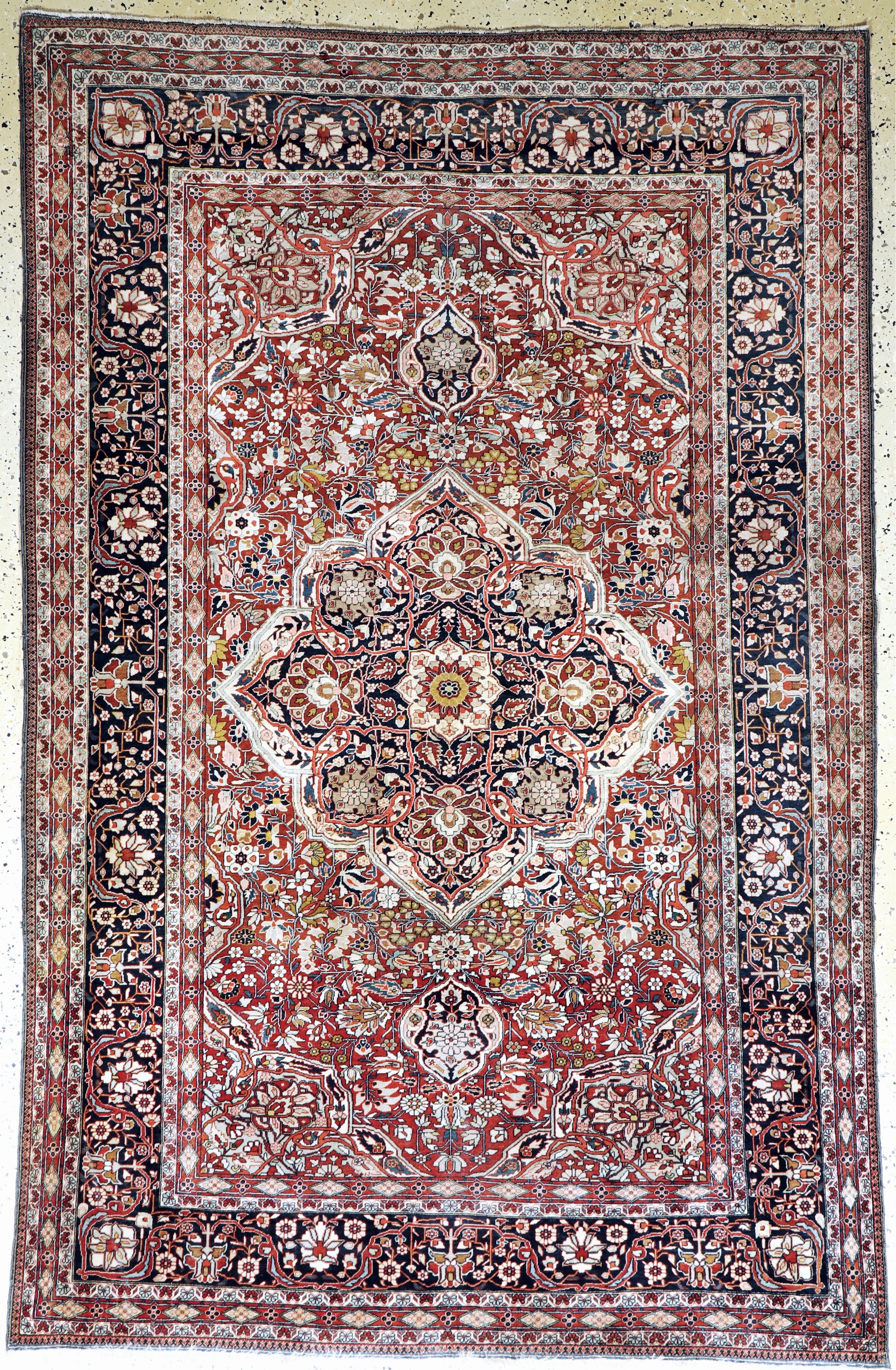 Keschan"Mohtescham"antik, Persien, um 1900,Korkwolle auf Baumwolle, ca. 230 x 150 cm, leichter Mottenfraß, gereinigt, EHZ: (gleichmäßig ...