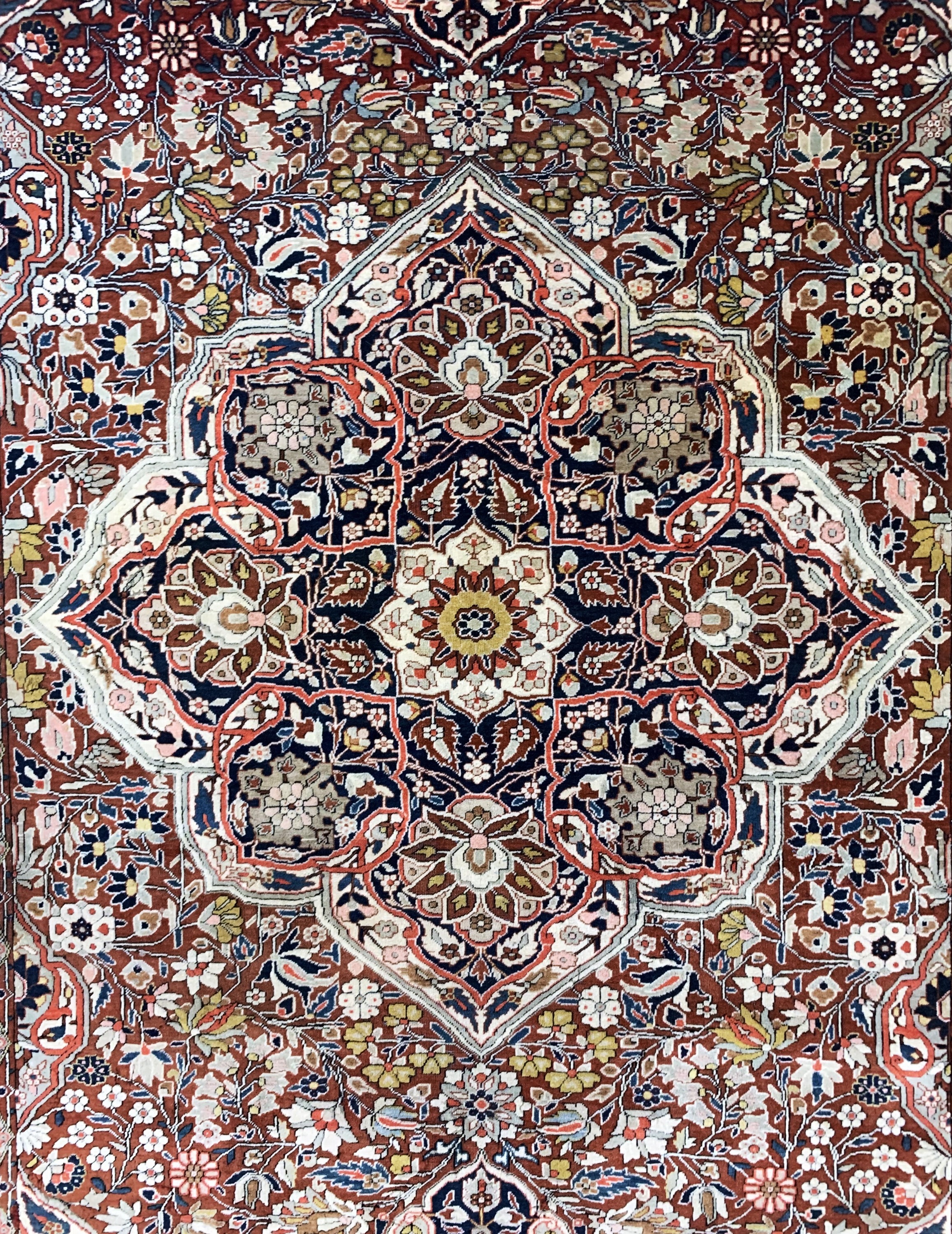 Detail d: Keschan"Mohtescham"antik, Persien, um 1900,Korkwolle auf Baumwolle, ca. 230 x 150 cm, leichter Mottenfraß, gereinigt, EHZ: (gleichmäßig ...