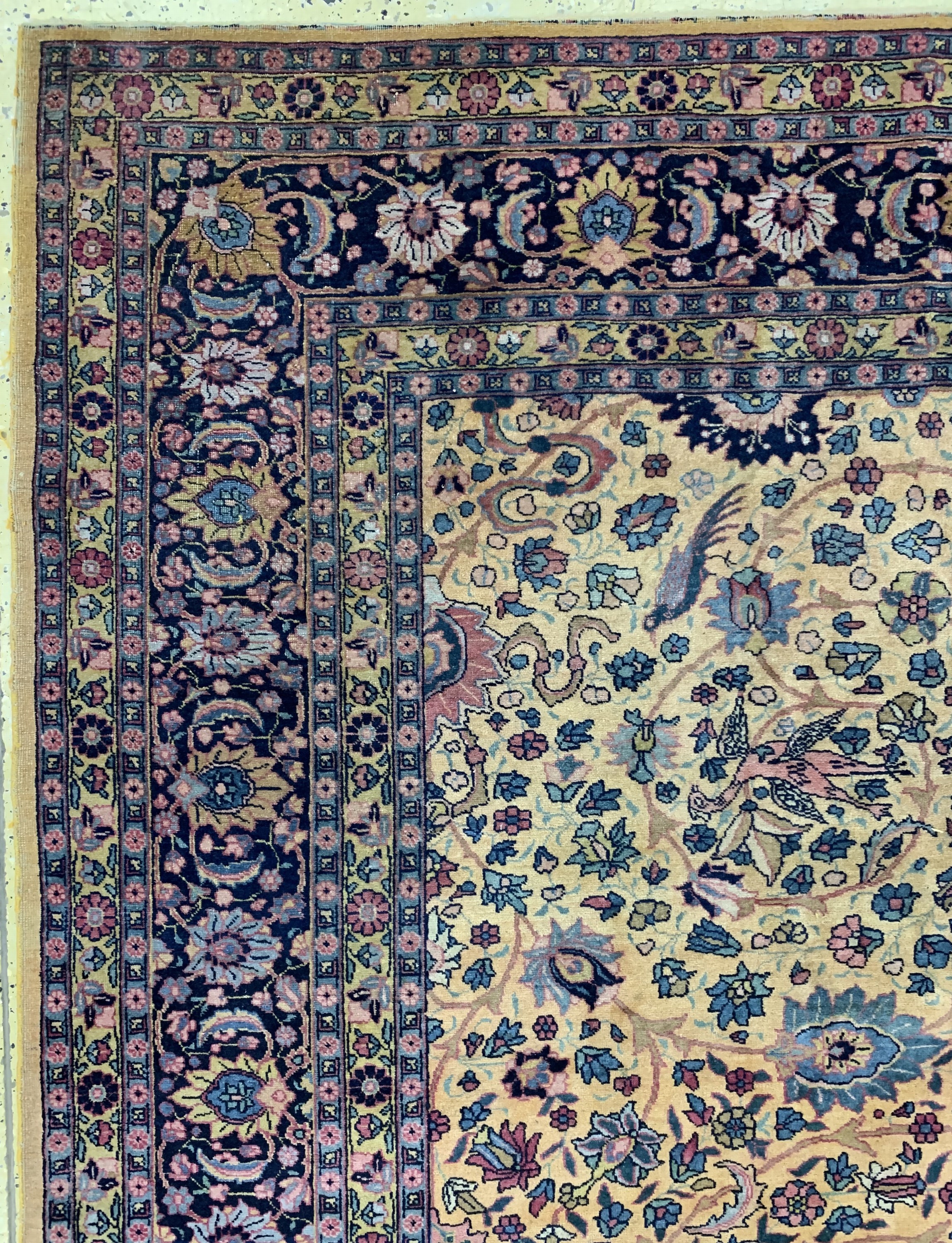 Detail e: Täbriz fein alt, Persien, Anfang 20.Jhd, Wolle auf Baumwolle, ca. 370 x 282 cm, EHZ: 2-3