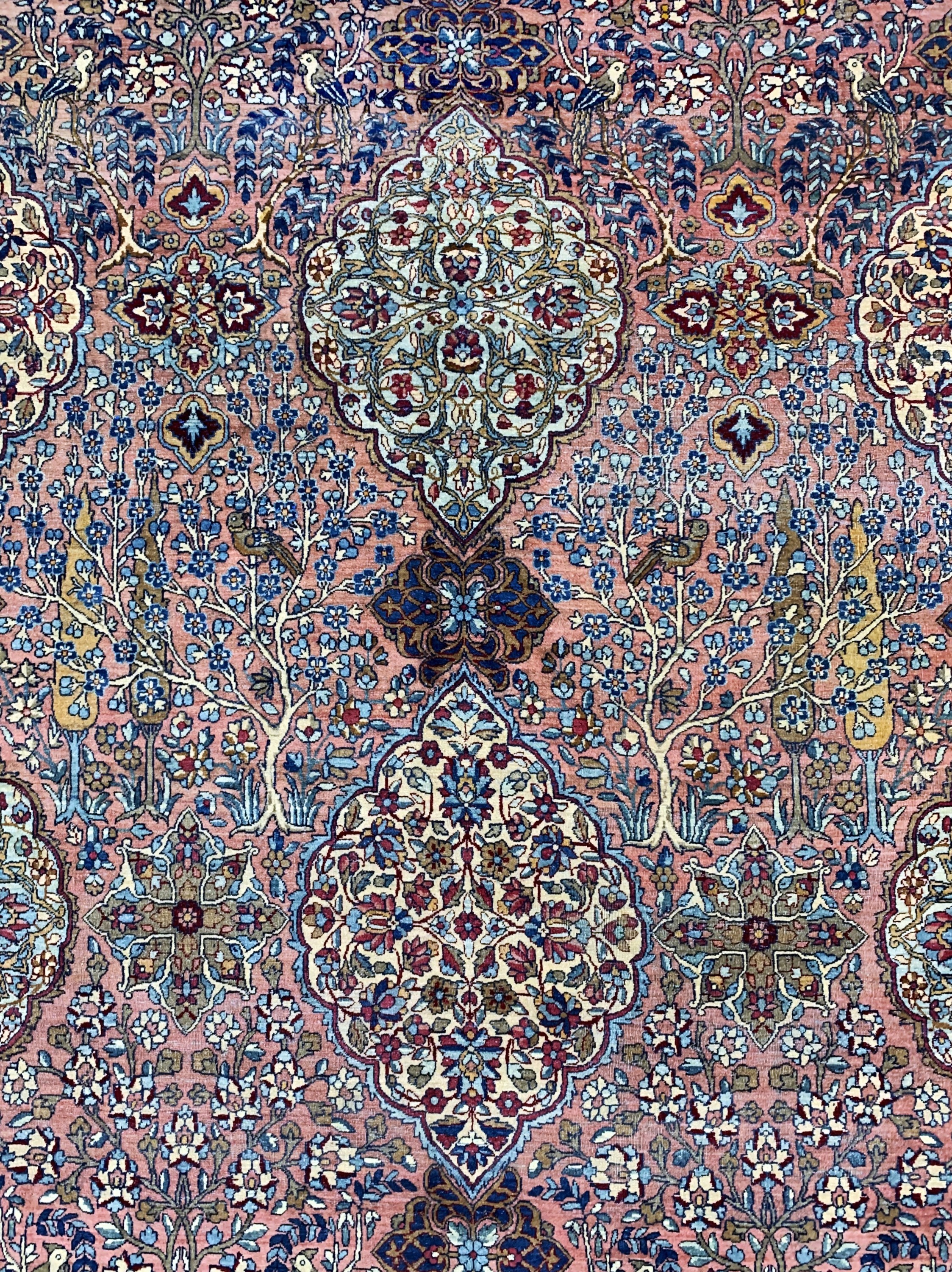 Detail d: Antiker Kerman fein, Persien, um 1900, Wolle auf Baumwolle, ca. 585 x 344 cm, gereinigt, EHZ: 3
