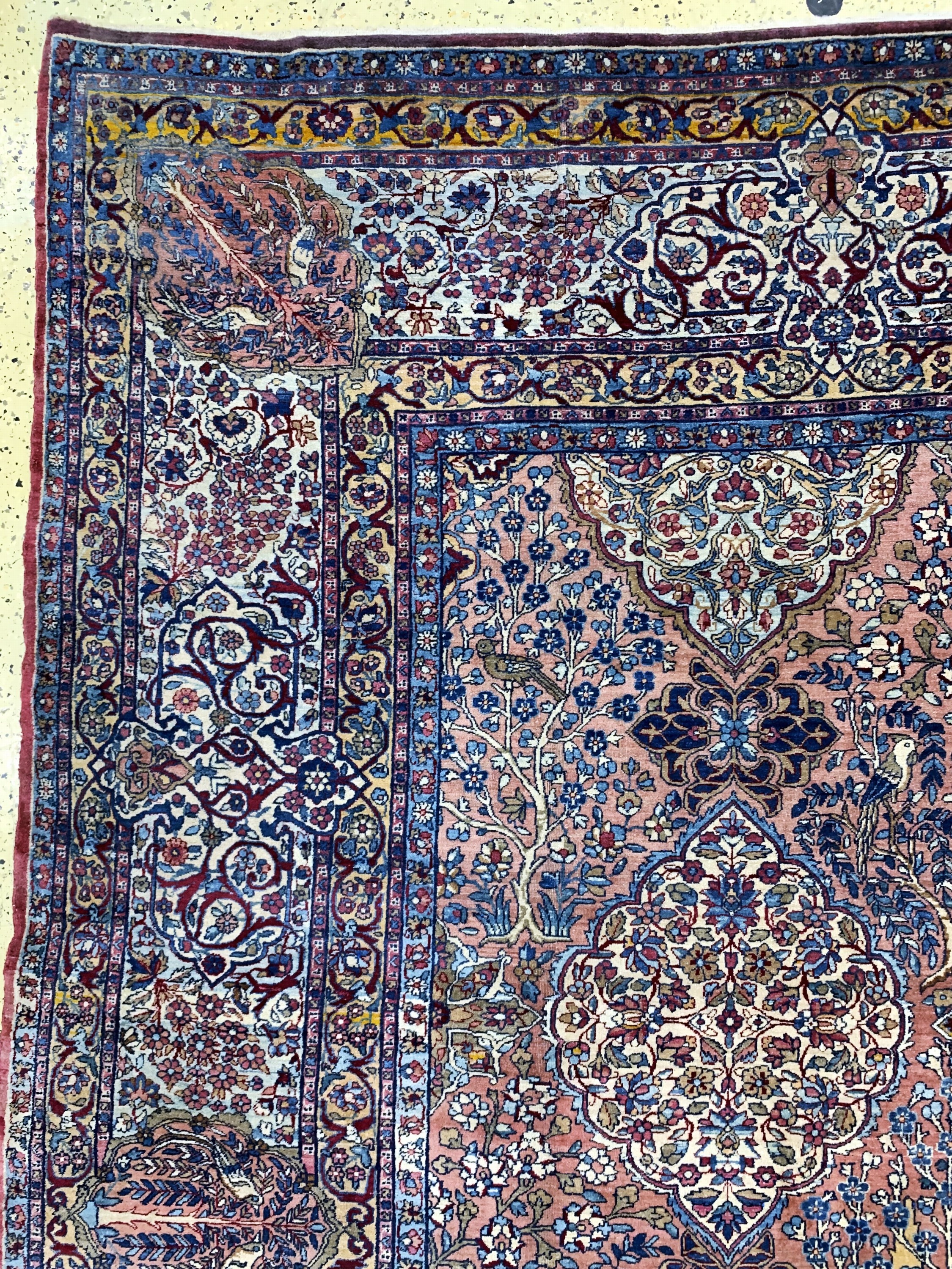 Detail f: Antiker Kerman fein, Persien, um 1900, Wolle auf Baumwolle, ca. 585 x 344 cm, gereinigt, EHZ: 3