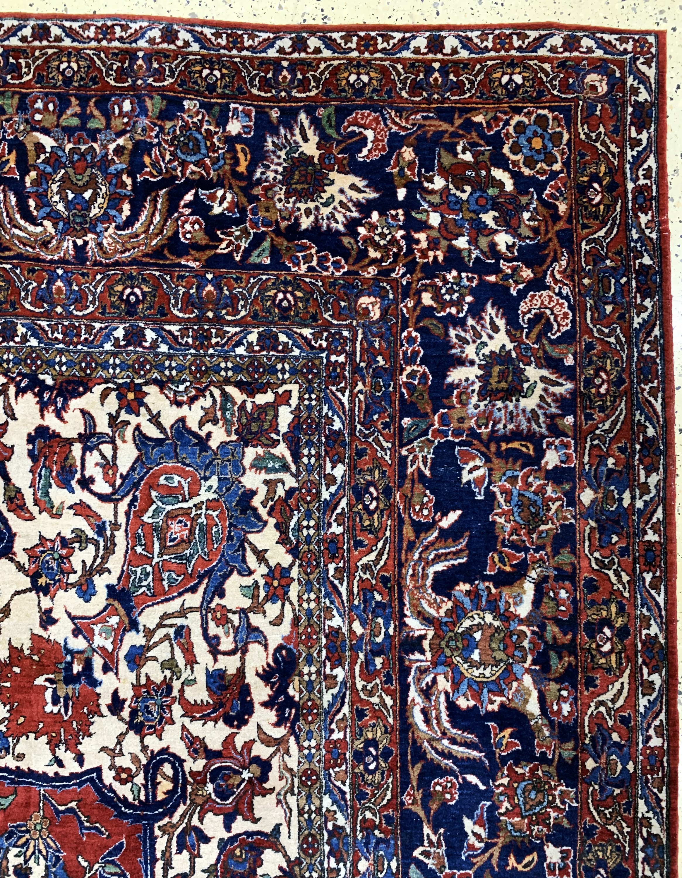 Detail f: Antiker Esfahan, Persien, Anfang 20.Jhd, Wolle auf Baumwolle, ca. 447 x 317 cm, gereinigt, EHZ: 2, (ohne Fransen).