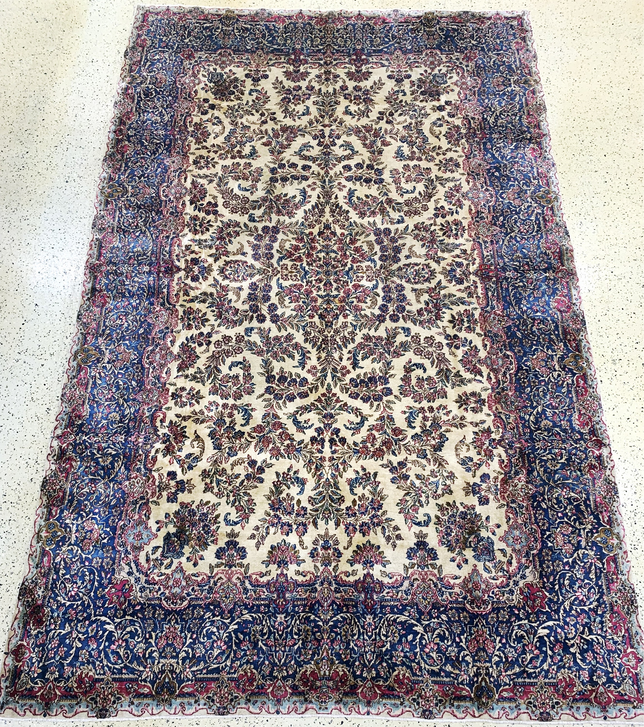 Kerman"Lawar"antik, Persien, um 1900, Wolleauf Baumwolle, ca. 470 x 290 cm, gereinigt, EHZ: 2(ganz kleine Flecken)