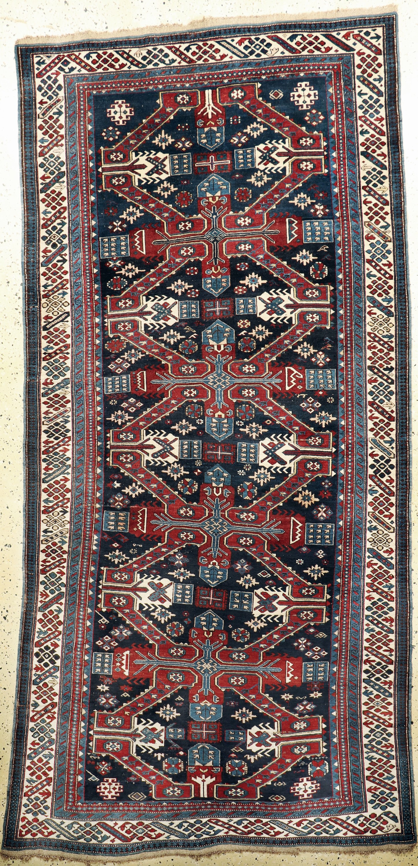 Antiker"Seychur", Kaukasus, 19.Jhd, Wolle auf Wolle, ca. 290 x 140 cm, EHZ: 2-3