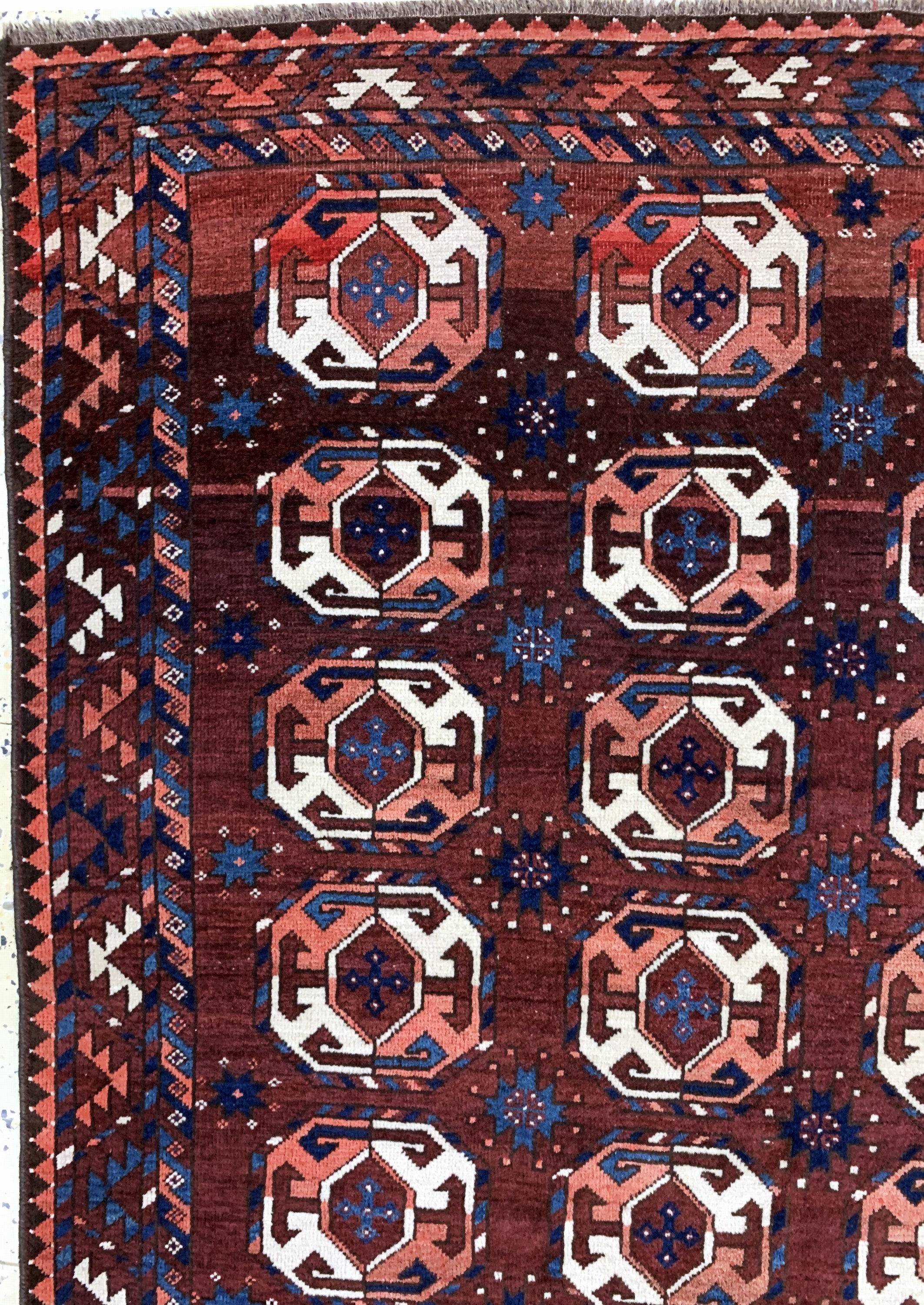 Detail d: Ersari Hauptteppich antik, Turkmenistan, um1900, Wolle auf Wolle, ca. 265 x 185 cm, EHZ: 2-3