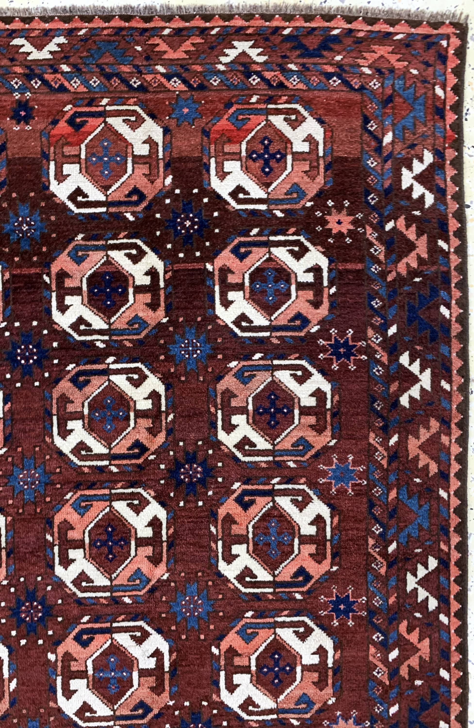 Detail e: Ersari Hauptteppich antik, Turkmenistan, um1900, Wolle auf Wolle, ca. 265 x 185 cm, EHZ: 2-3