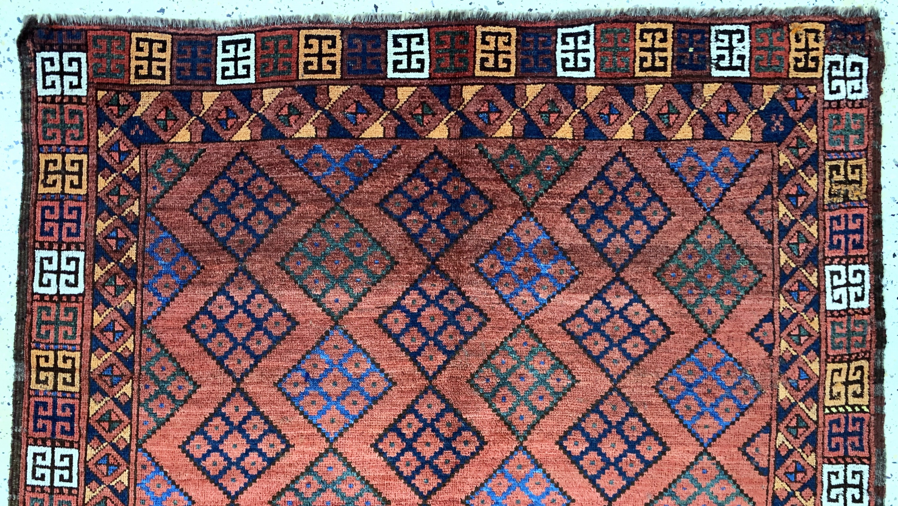 Detail a: Ersari antik, Turkmenistan, 19.Jhd, Wolle auf Wolle, ca. 195 x 150 cm, gereinigt, EHZ: 3(geflickt)