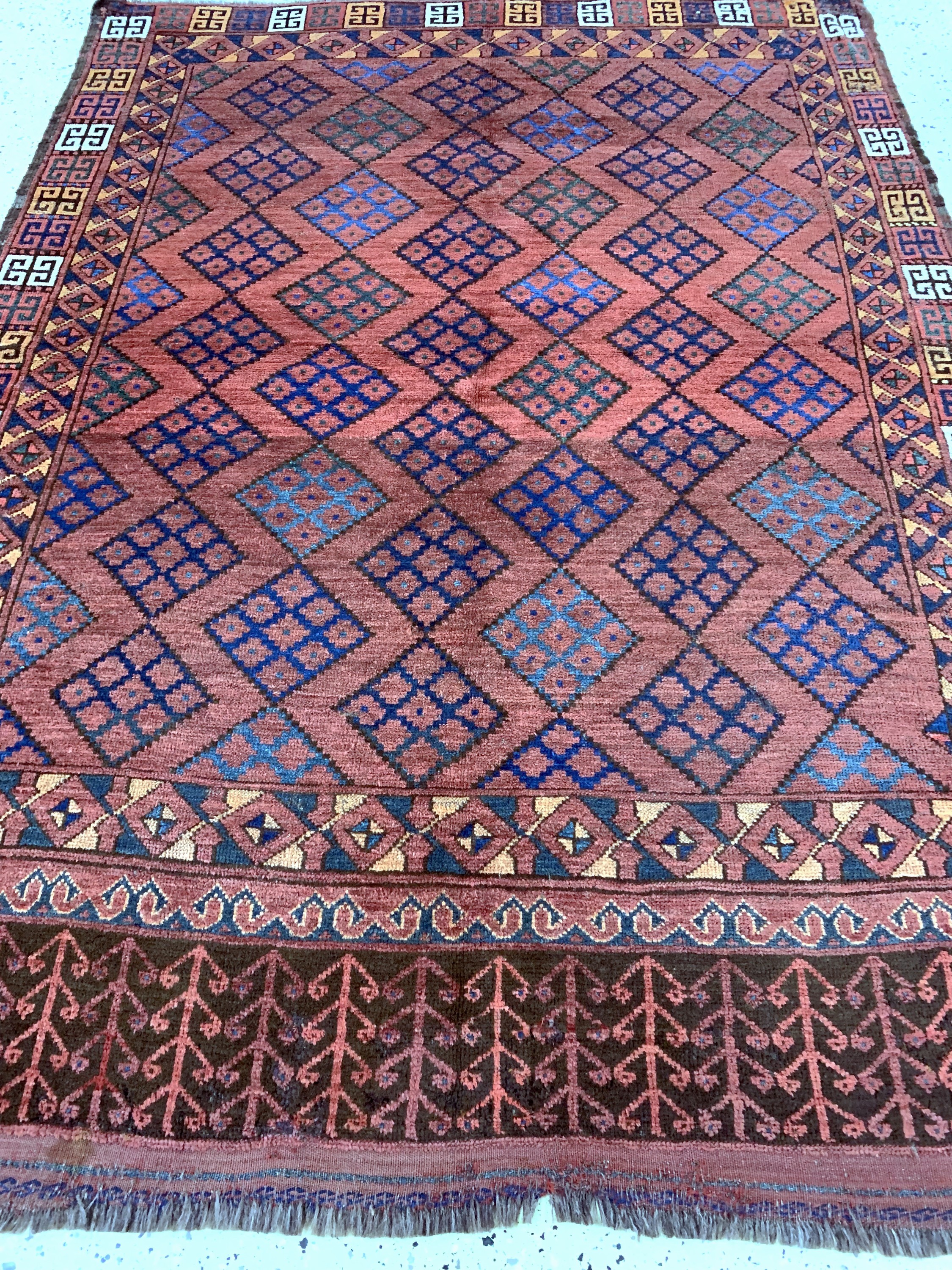 Detail d: Ersari antik, Turkmenistan, 19.Jhd, Wolle auf Wolle, ca. 195 x 150 cm, gereinigt, EHZ: 3(geflickt)