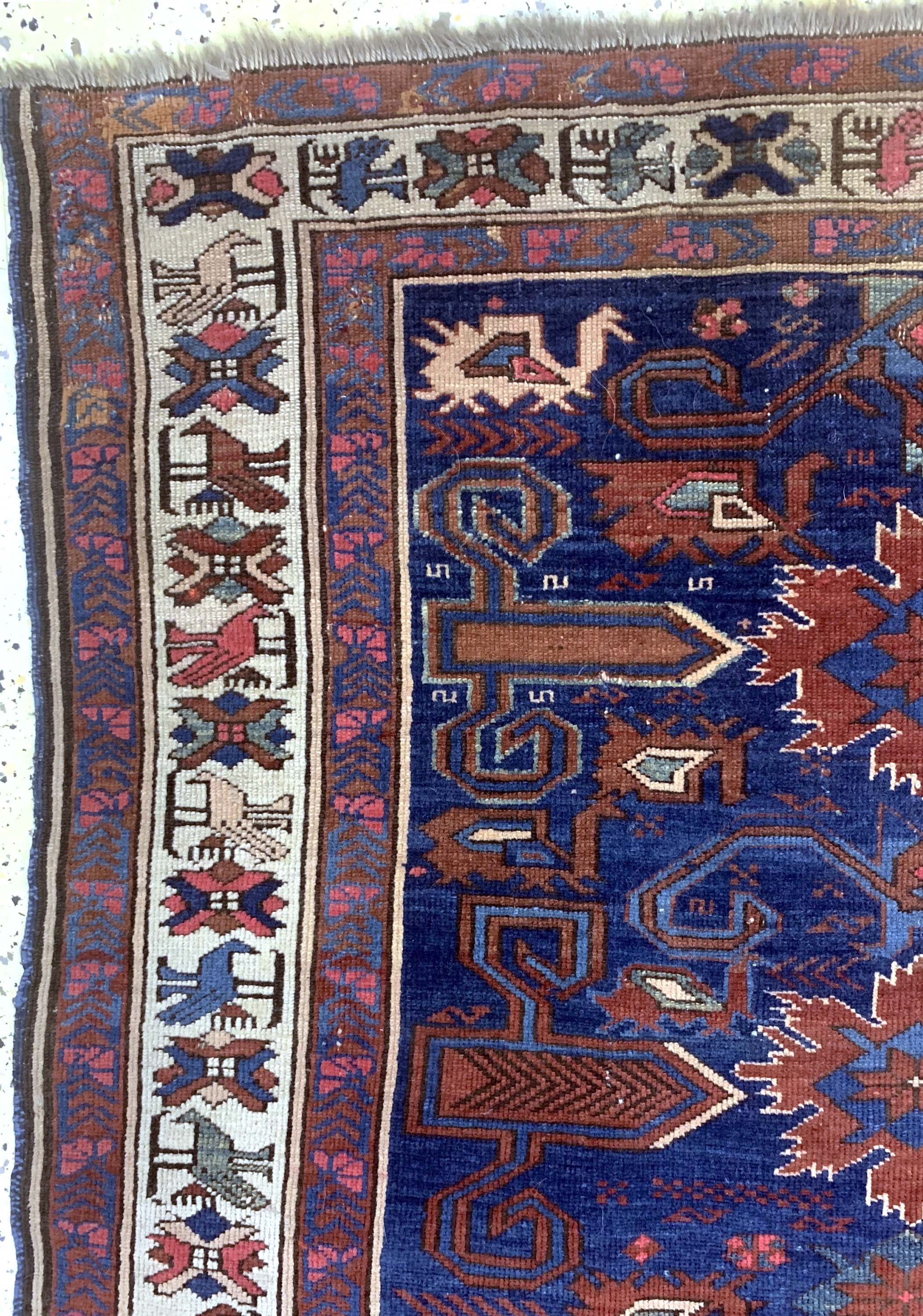 Detail c: Antiker Schirwan Kaukasus, 19.Jhd, Wolle auf Wolle, ca. 195 x 100 cm, EHZ: 3, (alte restaurierungen)