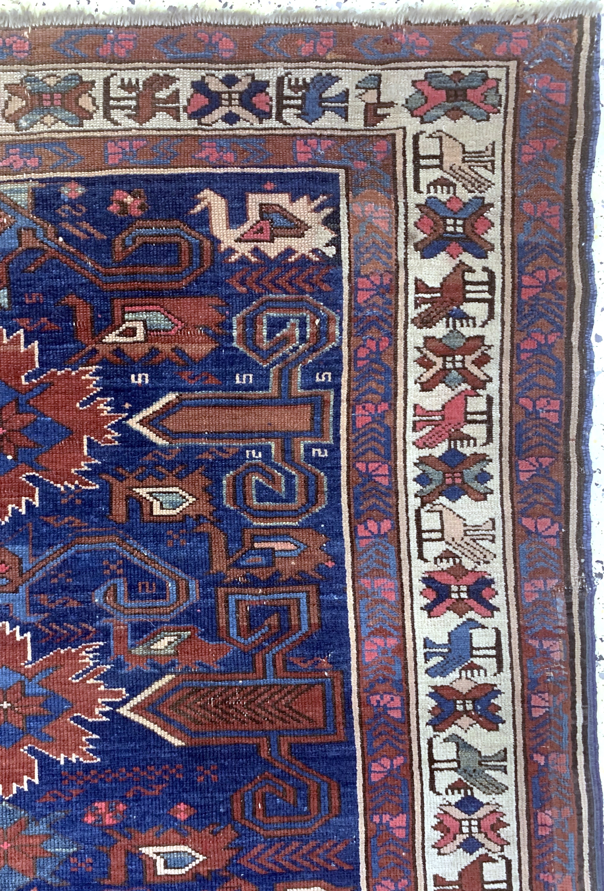 Detail d: Antiker Schirwan Kaukasus, 19.Jhd, Wolle auf Wolle, ca. 195 x 100 cm, EHZ: 3, (alte restaurierungen)