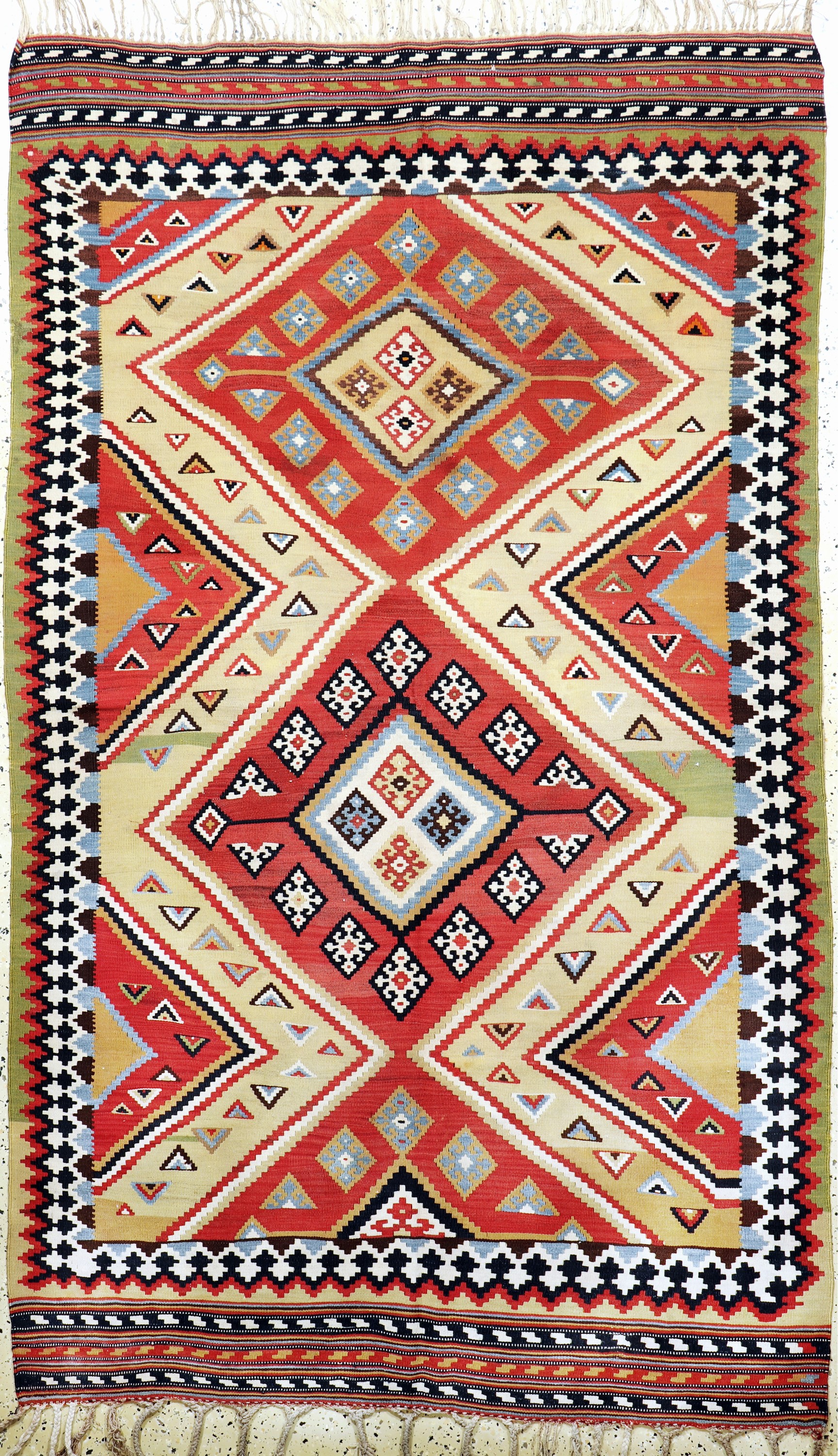 Ghaschgai Kelim fein, Persien, Anfang 20.Jhd, Wolle auf Wolle, ca. 240 x 145 cm, EHZ: 2
