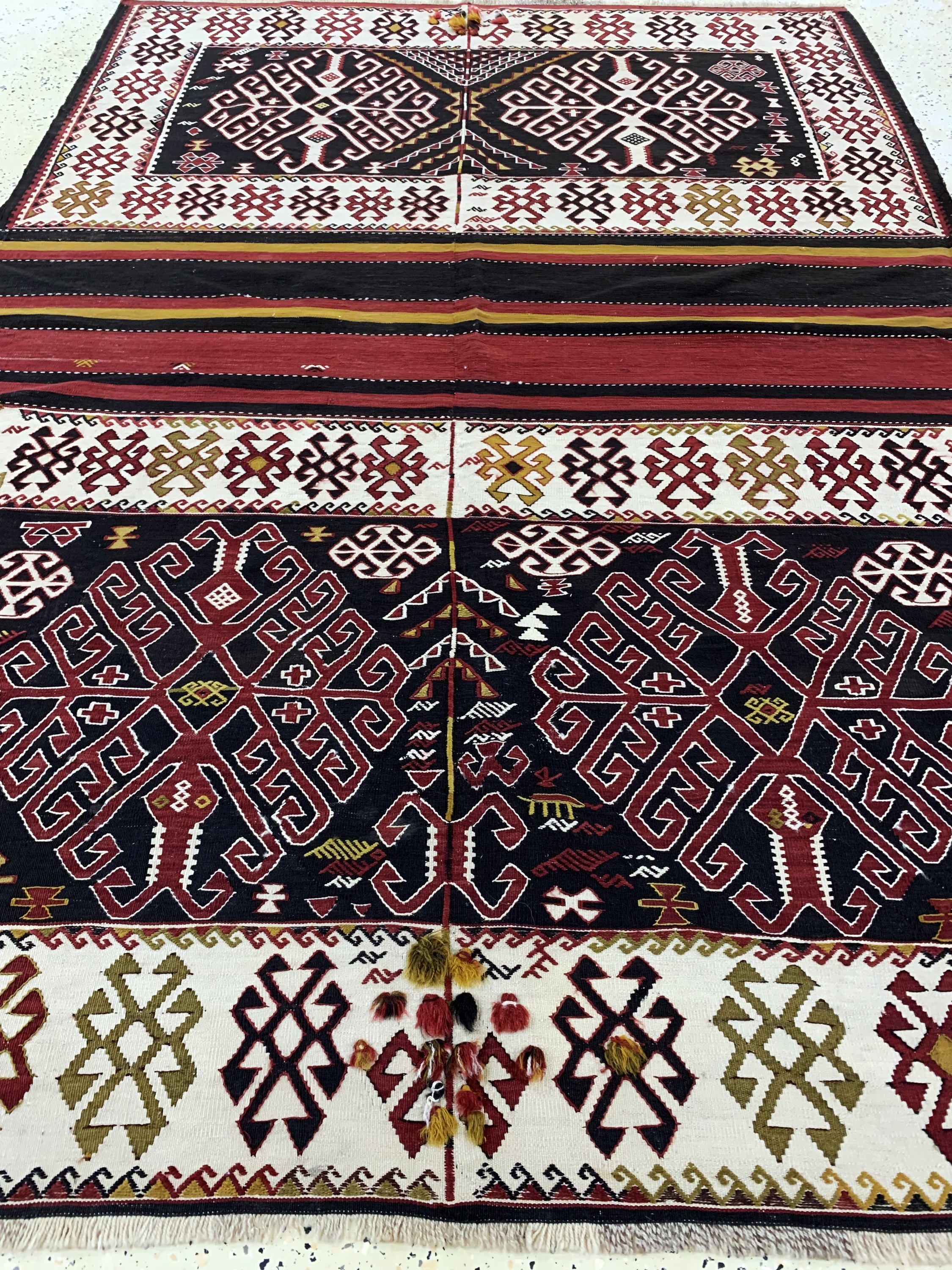 Detail e: Seltener Schahsawan Kelim, Persien, Anfang 20.Jhd, Wolle auf Wolle(2 Bahnig), ca. 240 x 166 cm, EHZ: 2