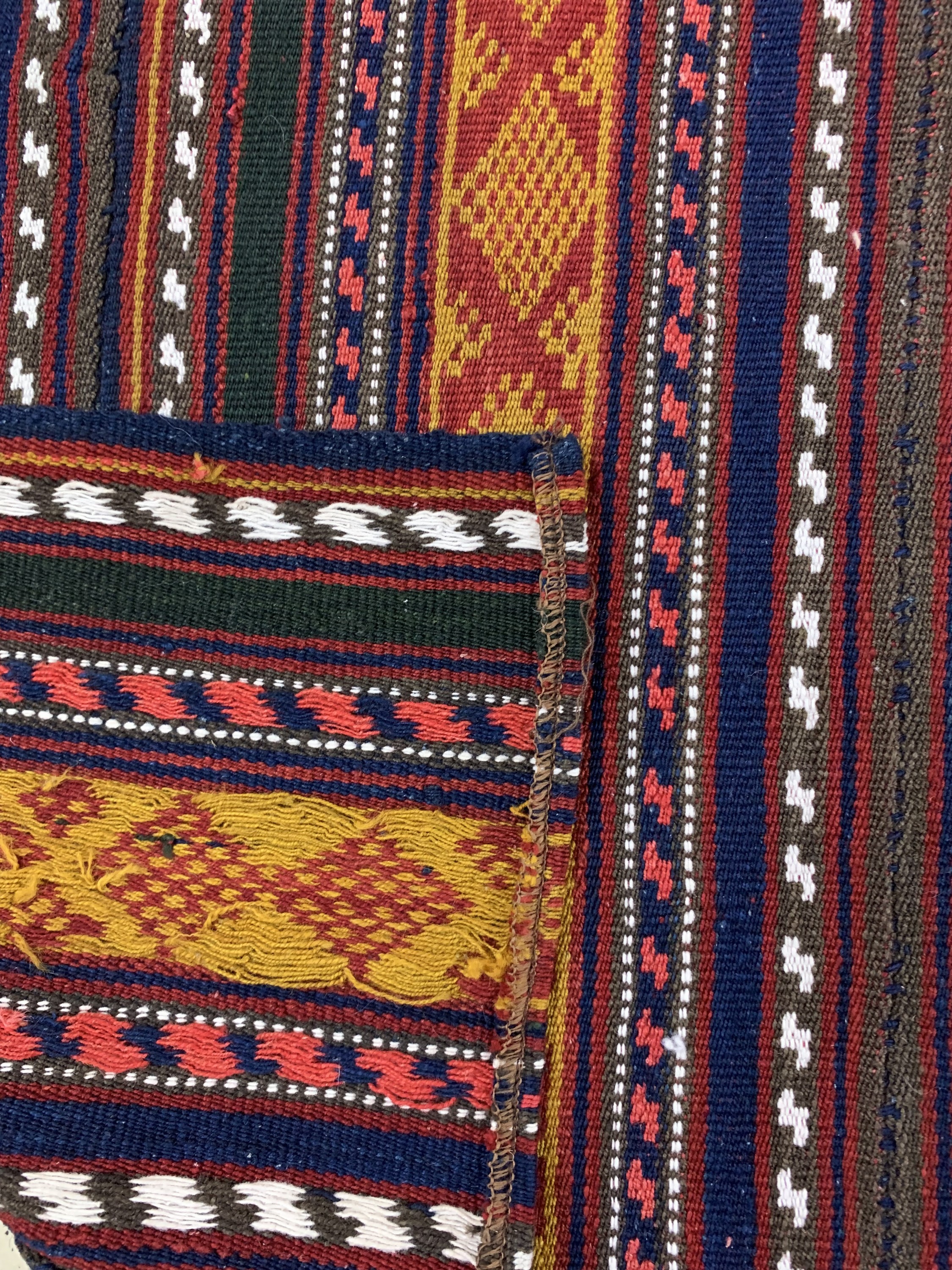 Detail e: Djajim"Nomaden-Decke", Persien, Anfang 20.Jhd, Wolle auf Wolle(7 Bahnig), ca. 187 x 182 cm, EHZ: 2